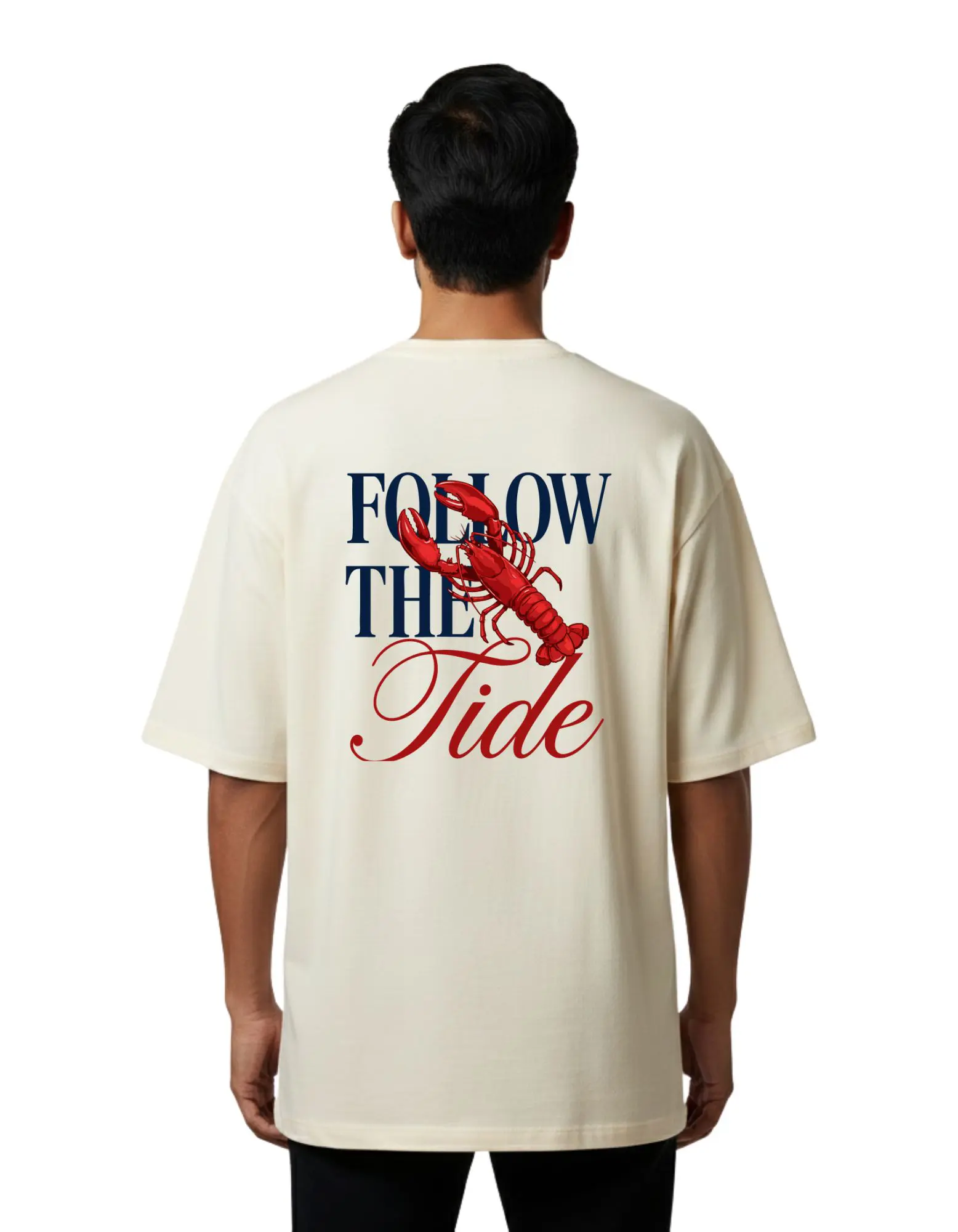 Follow The Tide Oversize Cotton French Terry T-Shirt 240 GSM Beige