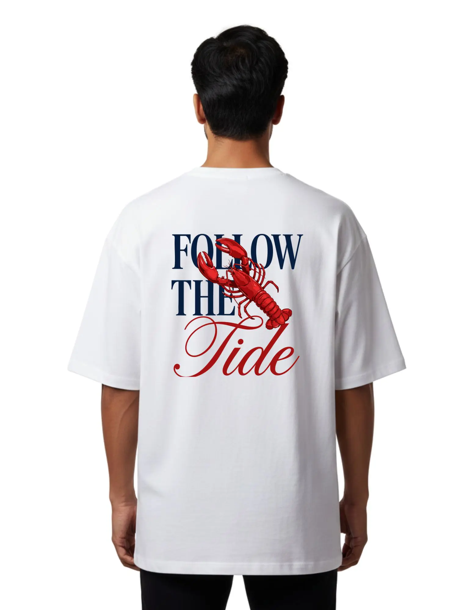Follow The Tide Oversize Cotton French Terry T-Shirt 240 GSM White