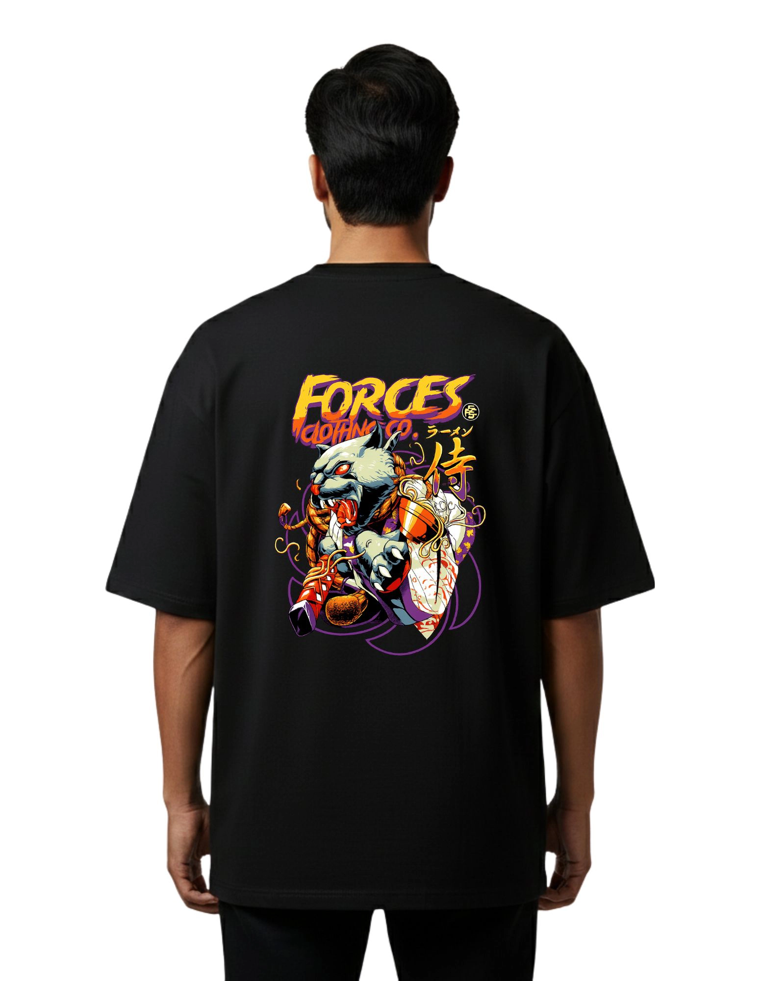 Forces Beast Samurai Oversized Cotton French Terry T-Shirt 240 GSM Black