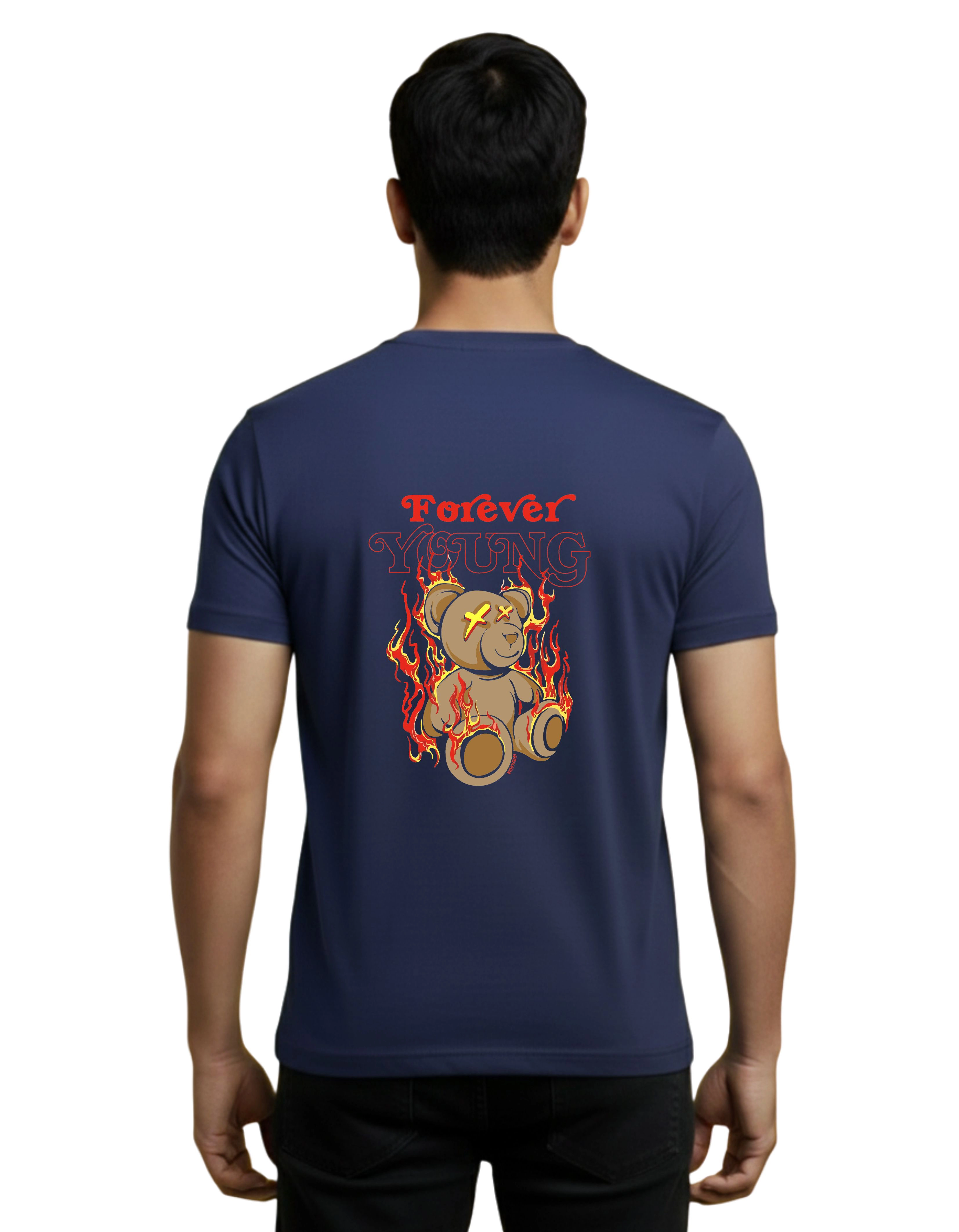 Forever Young Cotton Round Neck T-Shirt 180 GSM Navy Blue