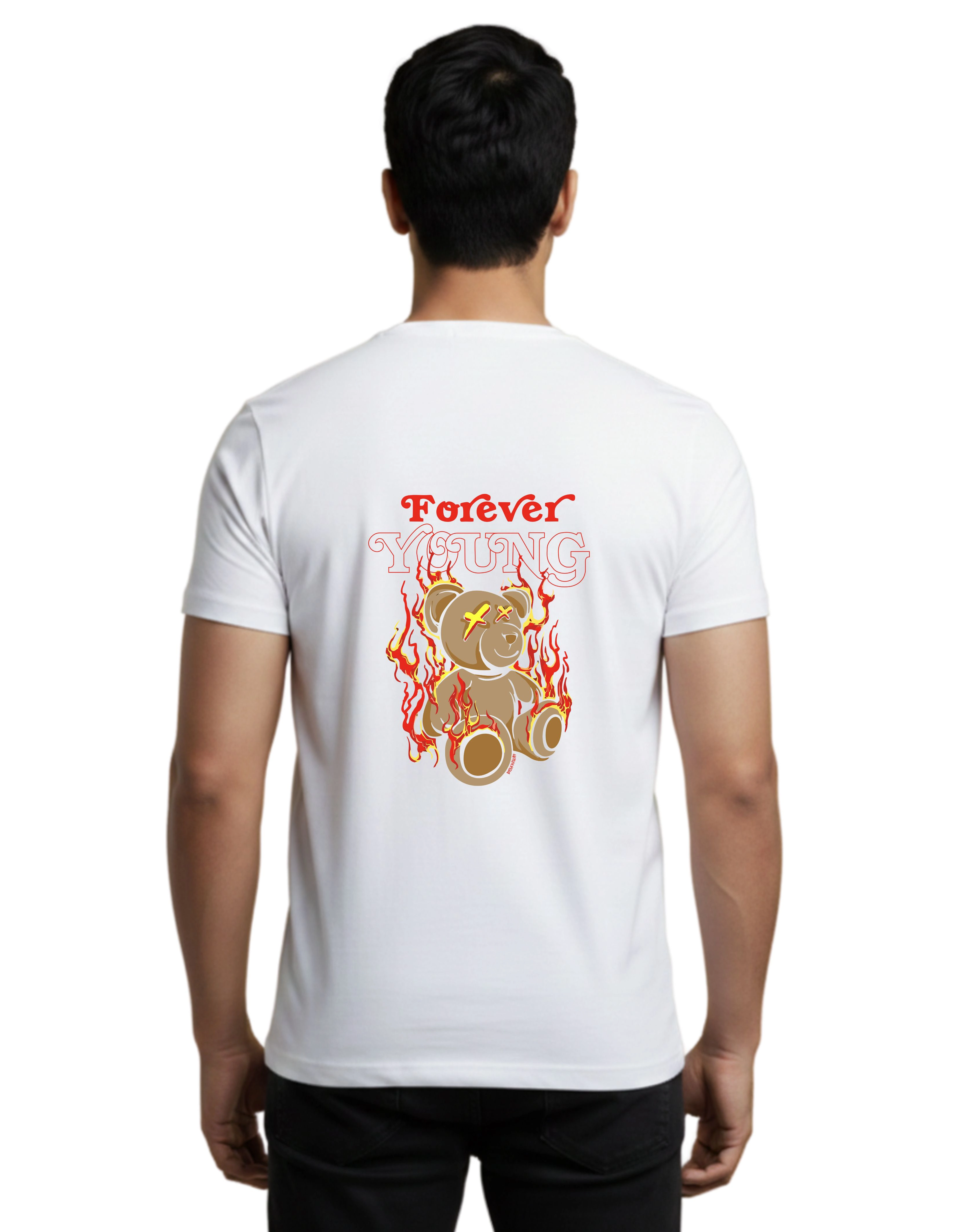 Forever Young Cotton Round Neck T-Shirt 180 GSM White