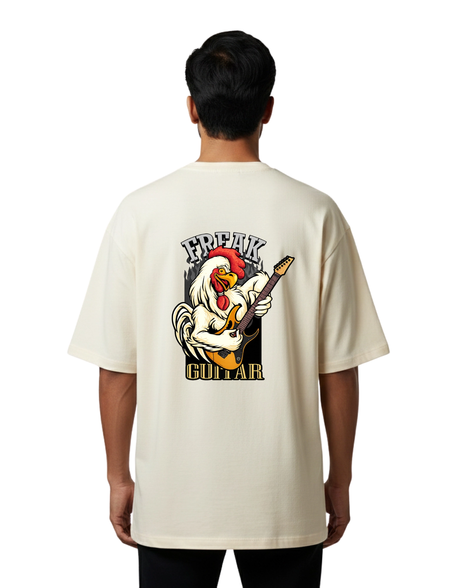 Freak Guitar Oversized Cotton French Terry T-Shirt 240 GSM Beige