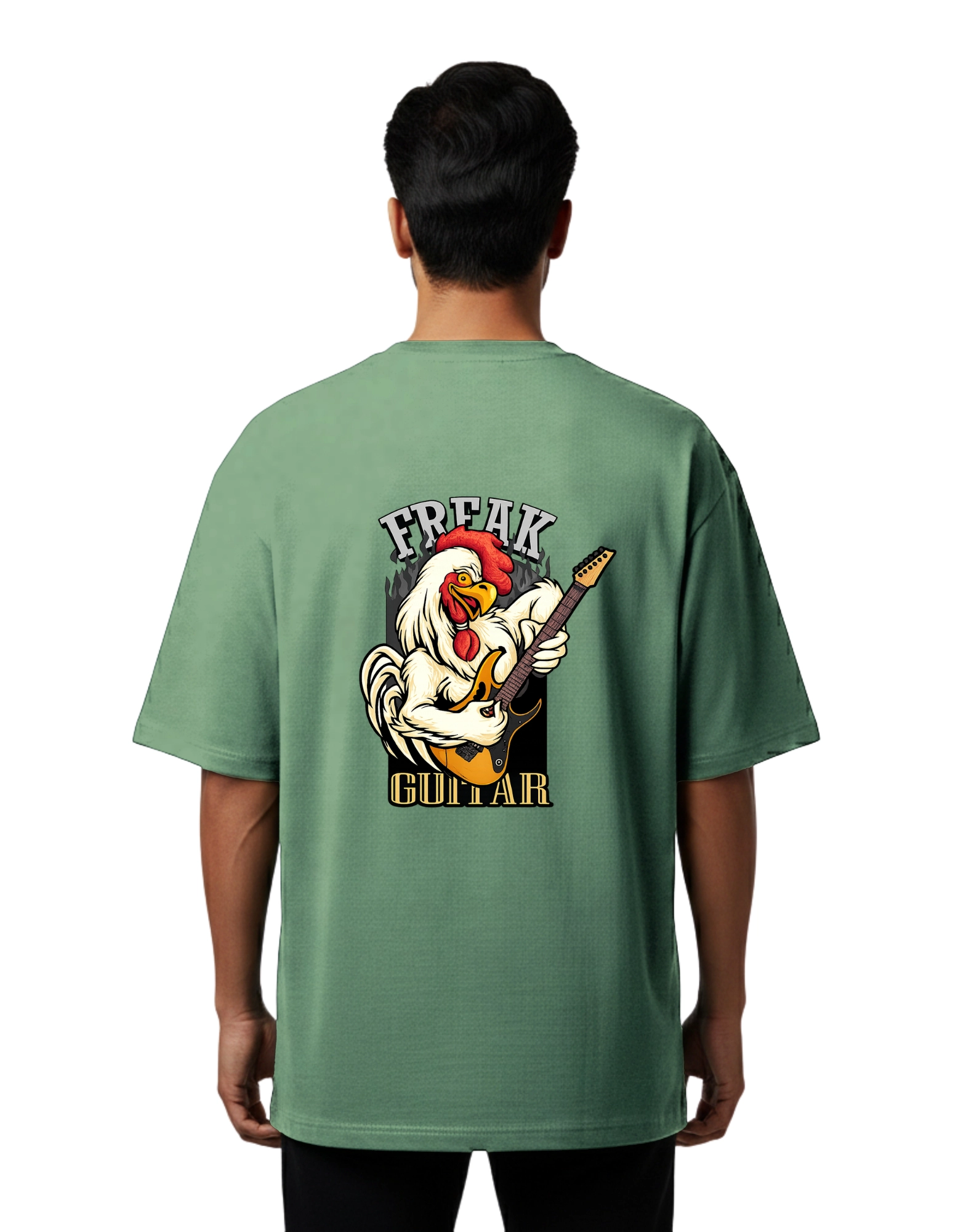Freak Guitar Oversized Cotton French Terry T-Shirt 240 GSM D Green
