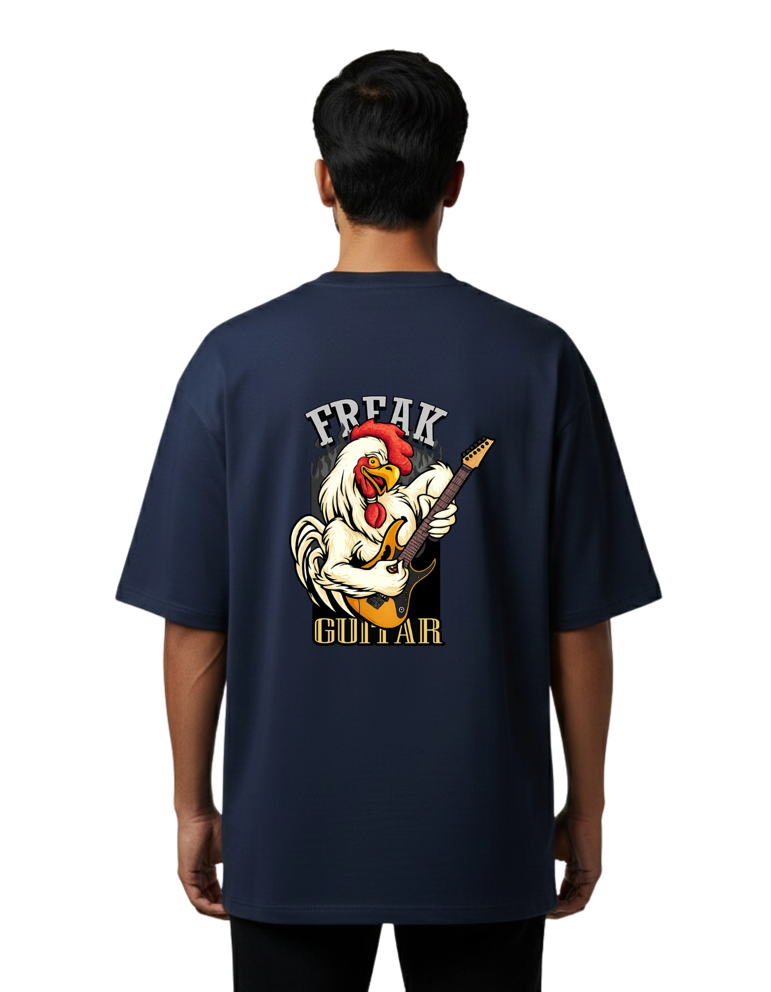 Freak Guitar Oversized Cotton French Terry T-Shirt 240 GSM Navy Blue