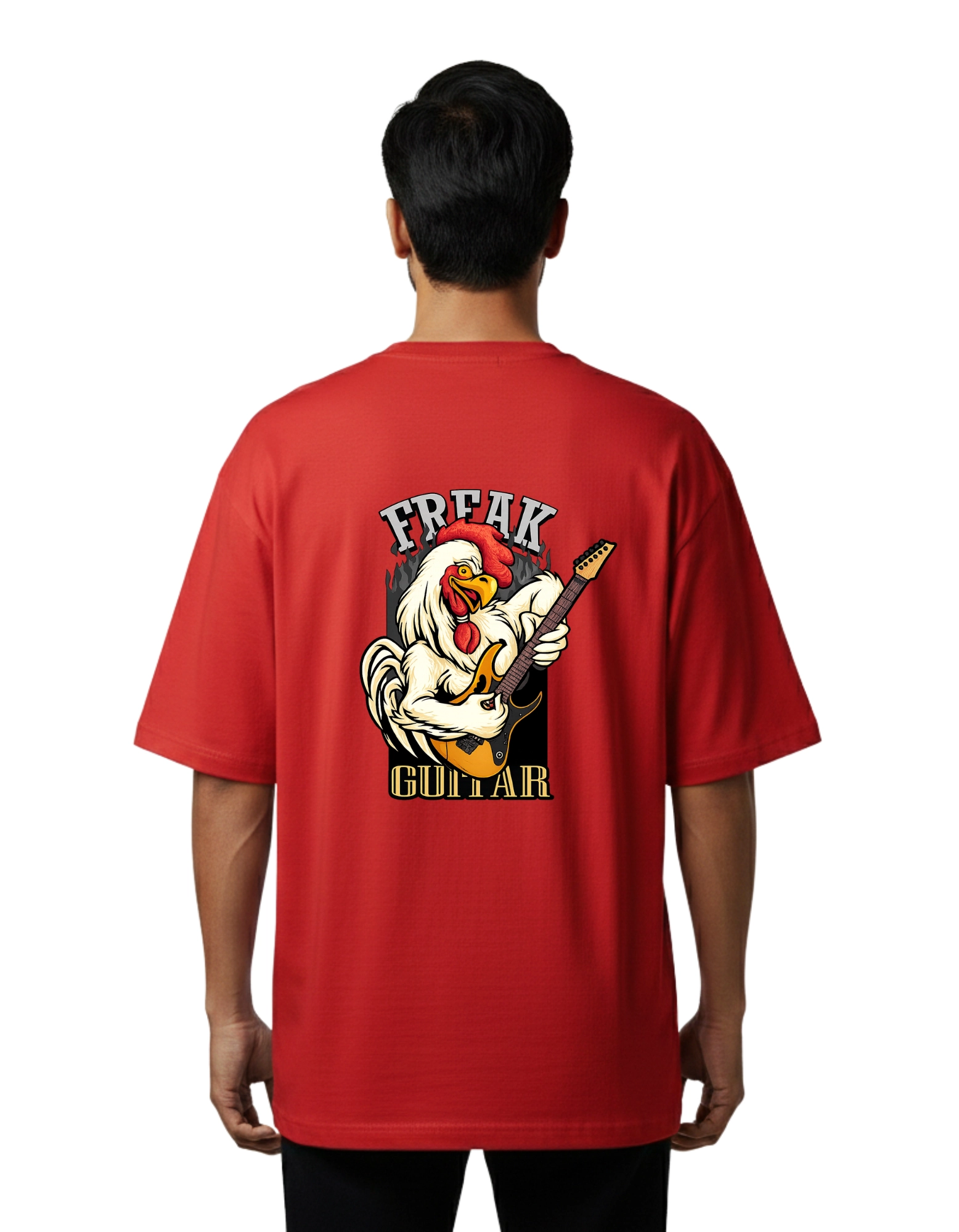 Freak Guitar Oversized Cotton French Terry T-Shirt 240 GSM Red