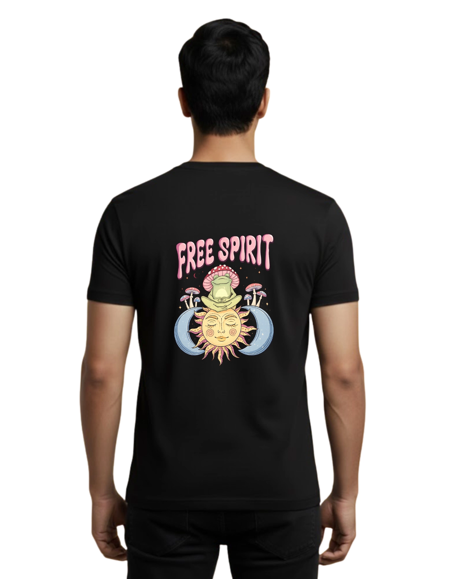 Free Spirit Cotton Round Neck T-Shirt 180 GSM Black