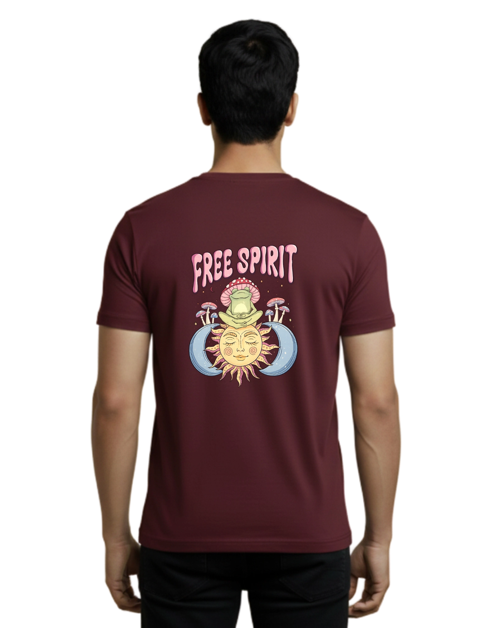 Free Spirit Cotton Round Neck T-Shirt 180 GSM Maroon