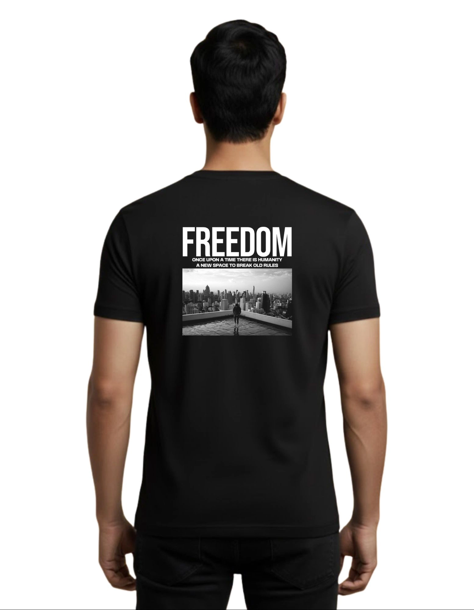 Freedom Cotton Round Neck T-Shirt 180 GSM Black