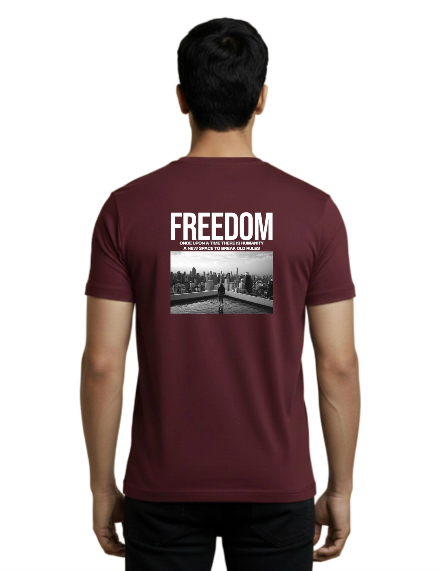 Freedom Cotton Round Neck T-Shirt 180 GSM Maroon