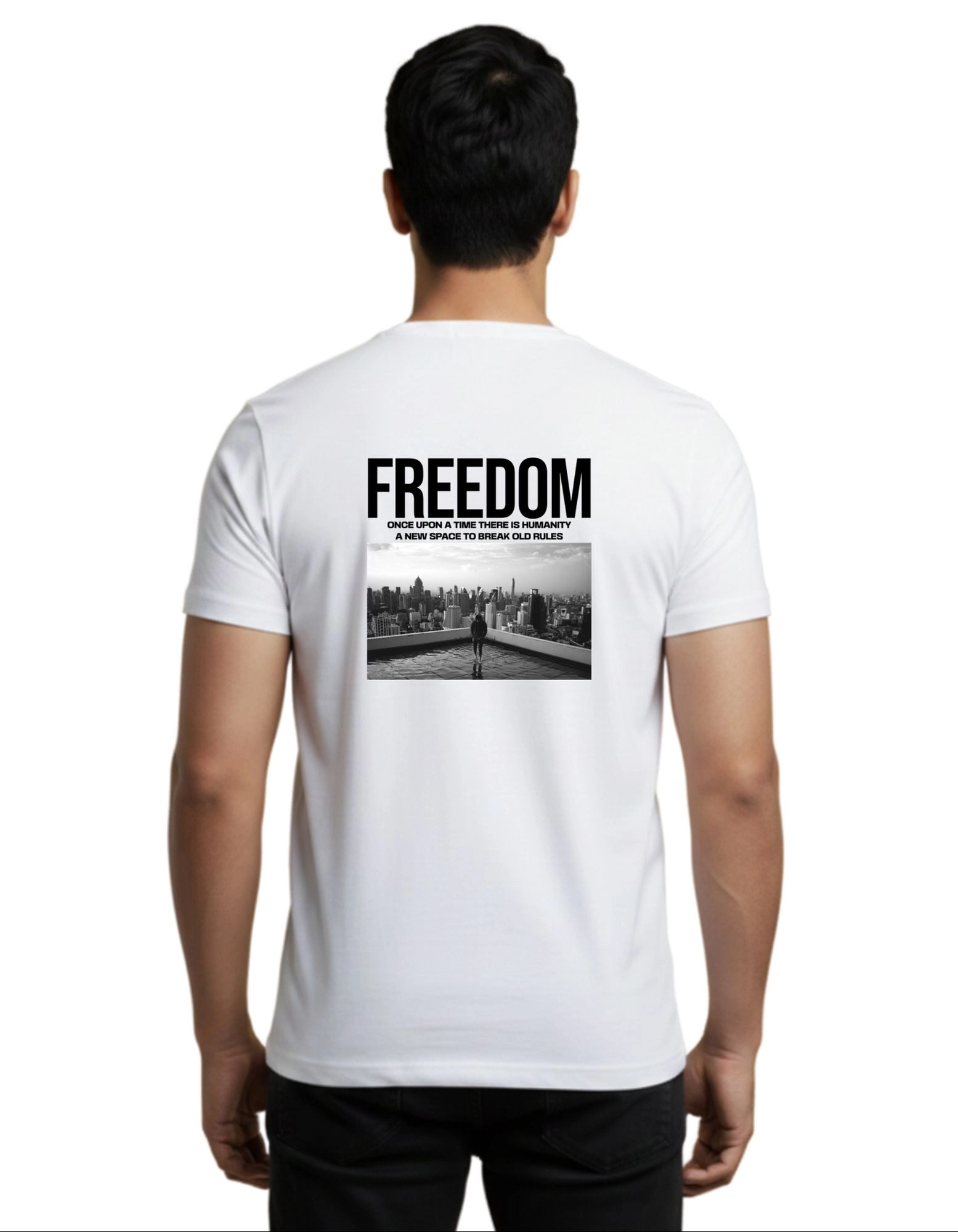 Freedom Cotton Round Neck T-Shirt 180 GSM White