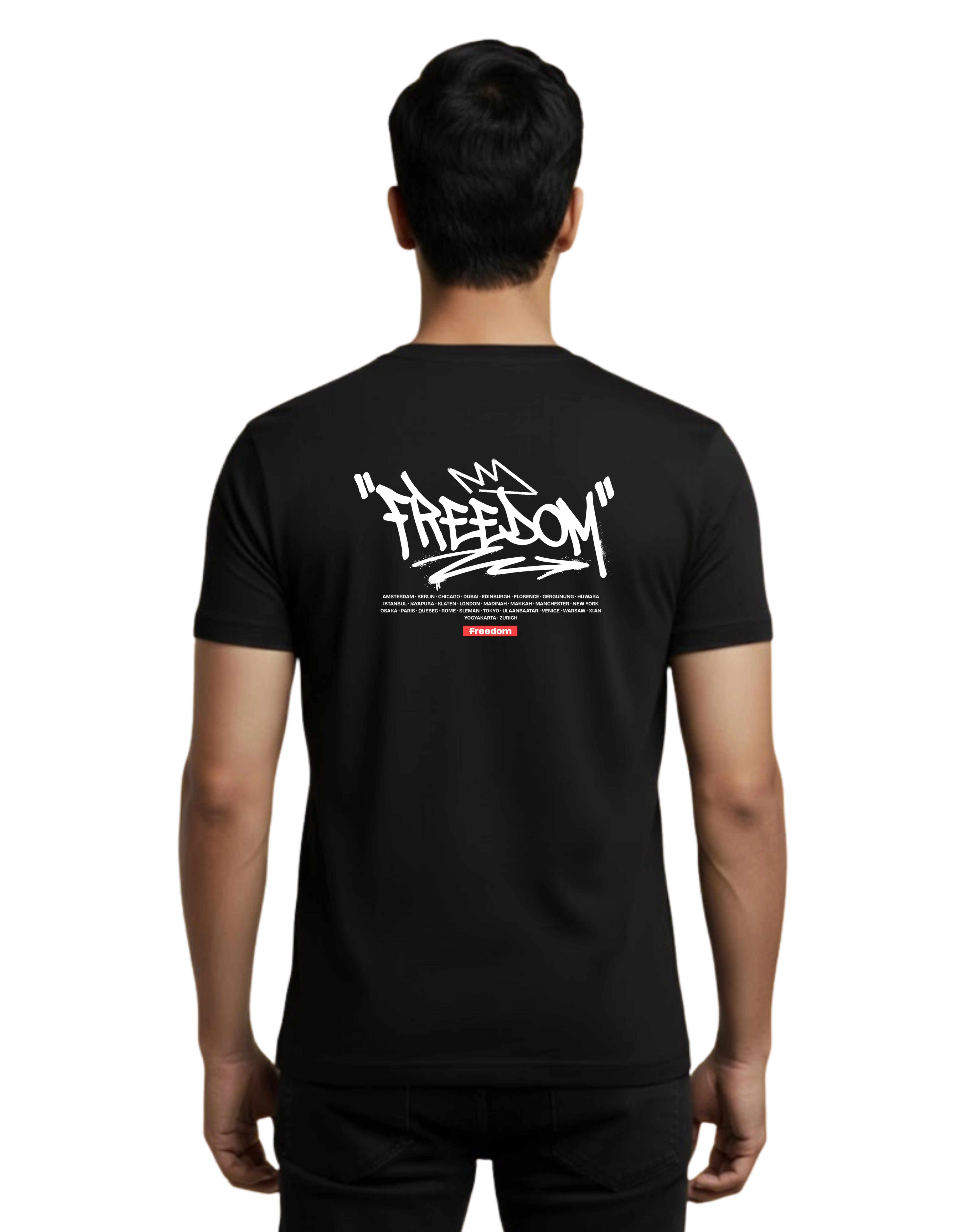 Freedom Street Graphic Cotton Round Neck T-Shirt 180 GSM Black