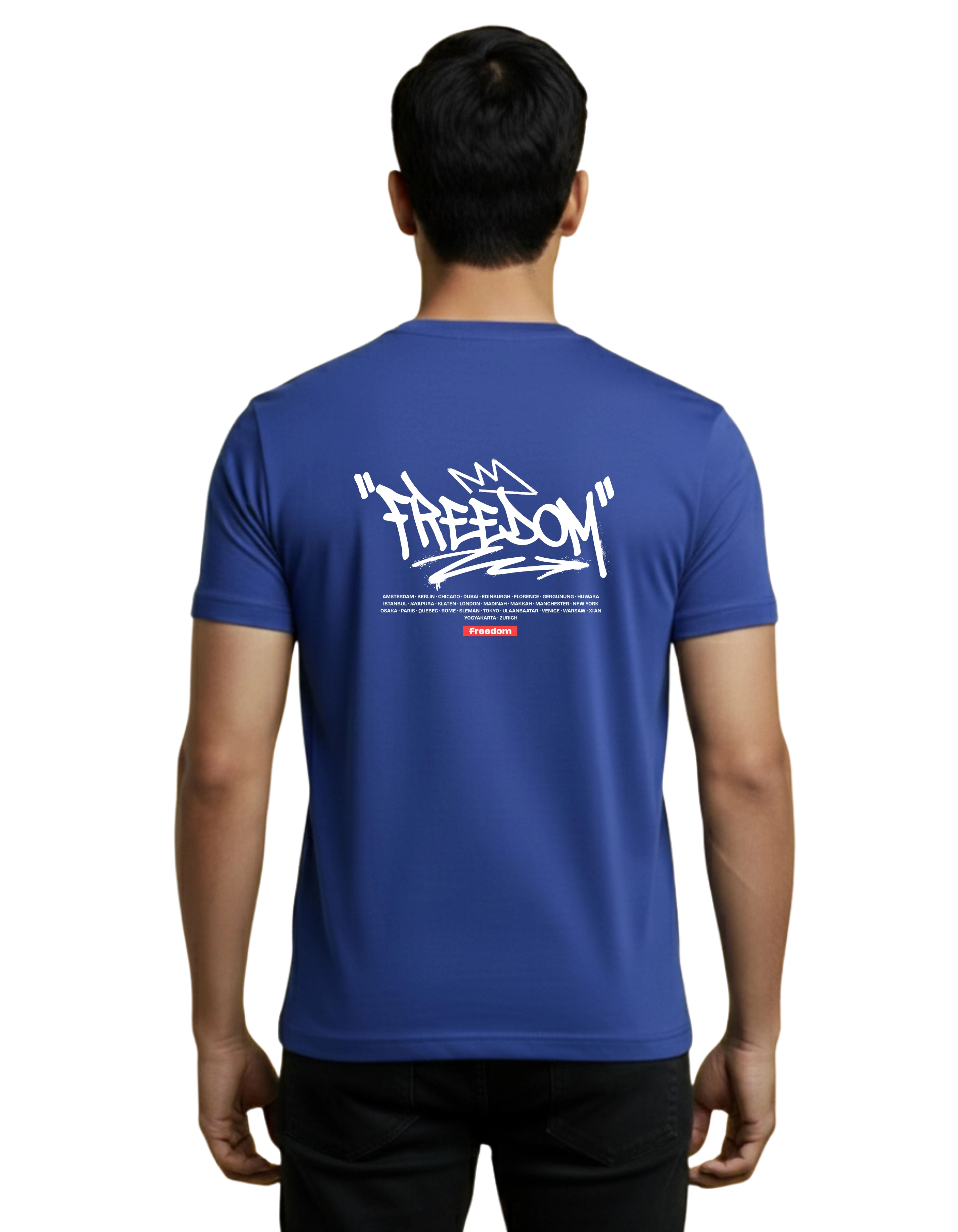 Freedom Street Graphic Cotton Round Neck T-Shirt 180 GSM Royal Blue