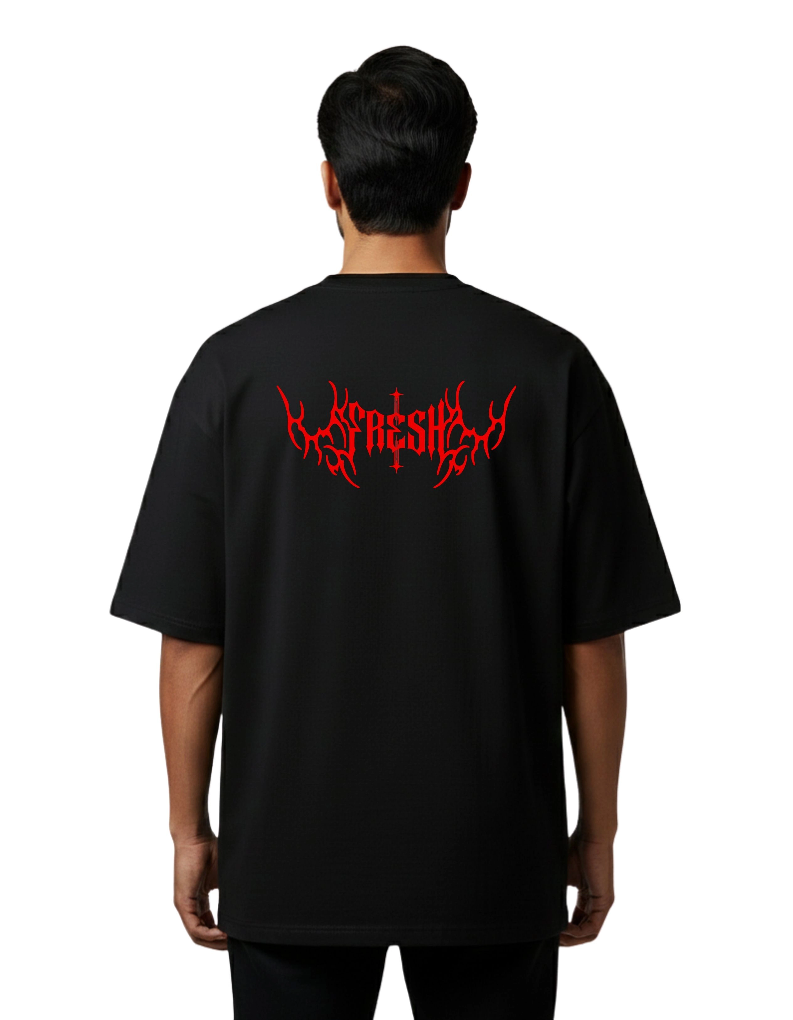 Fresh Oversize Cotton French Terry T-Shirt 240 GSM Black