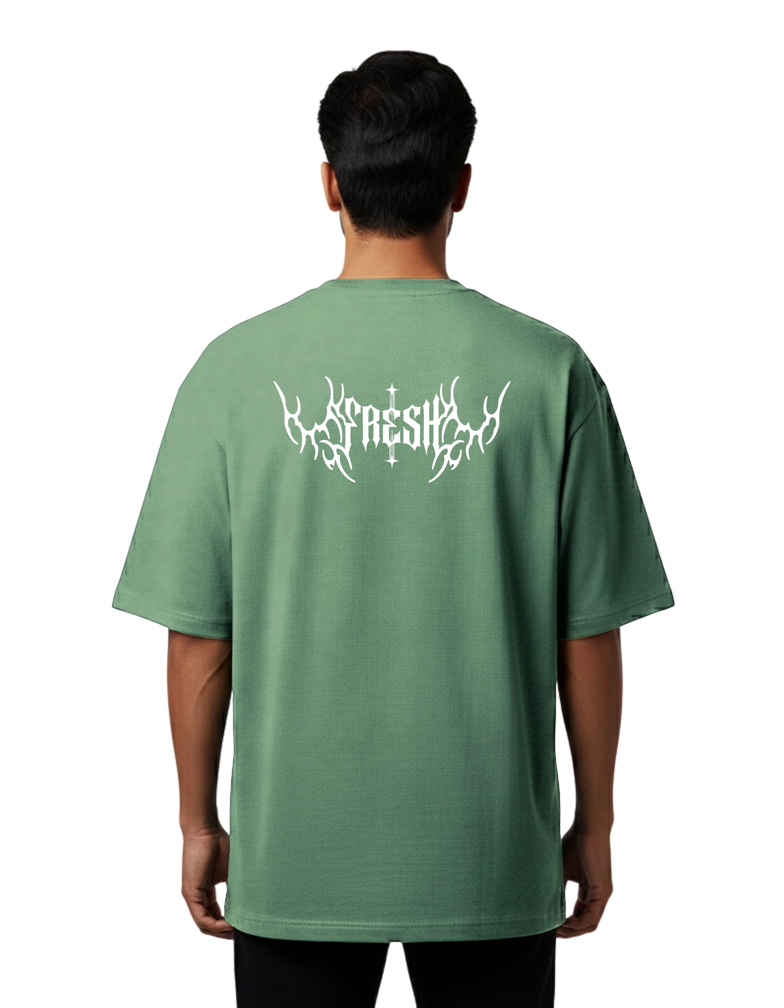 Fresh Oversize Cotton French Terry T-Shirt 240 GSM D Green