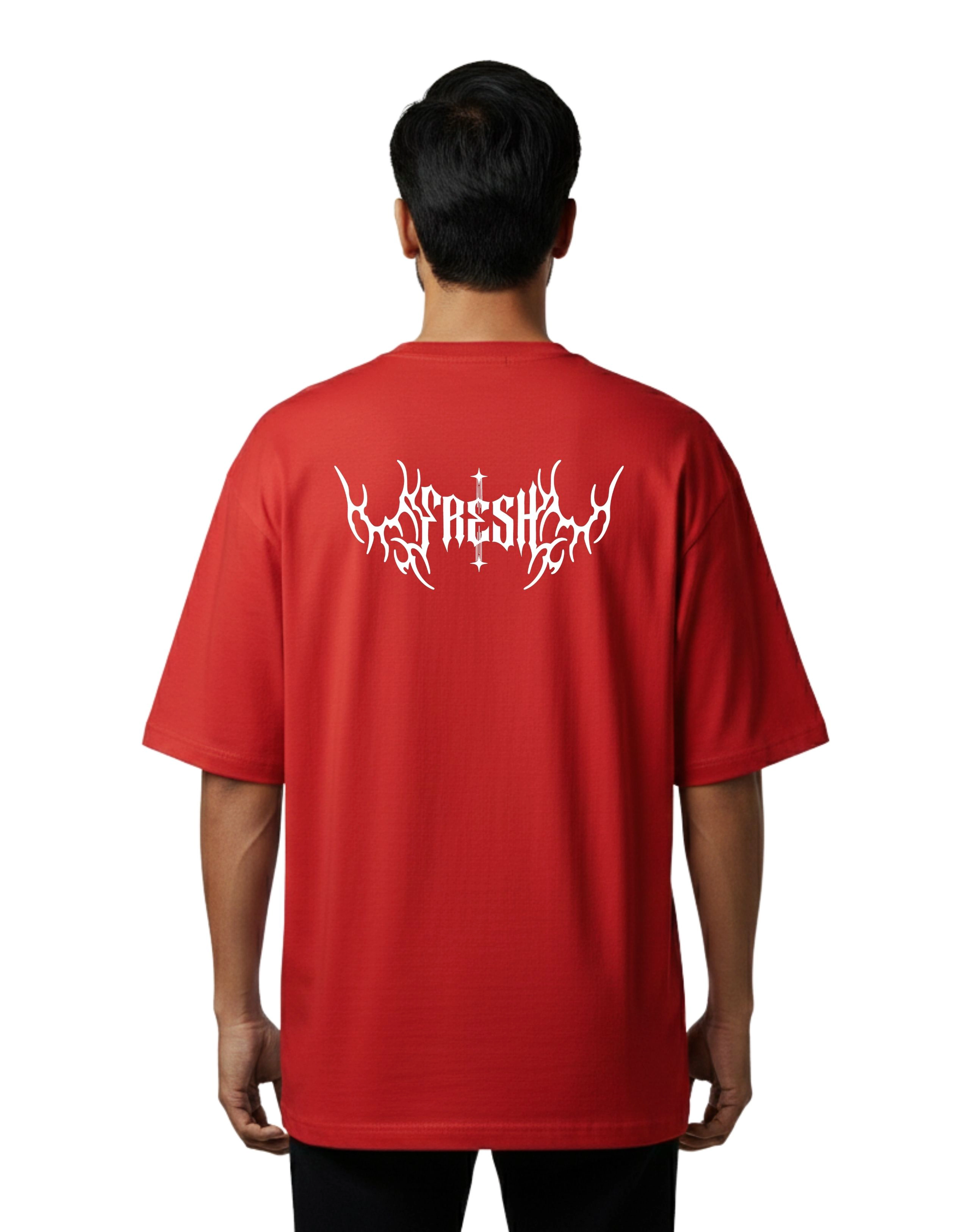 Fresh Oversize Cotton French Terry T-Shirt 240 GSM Red