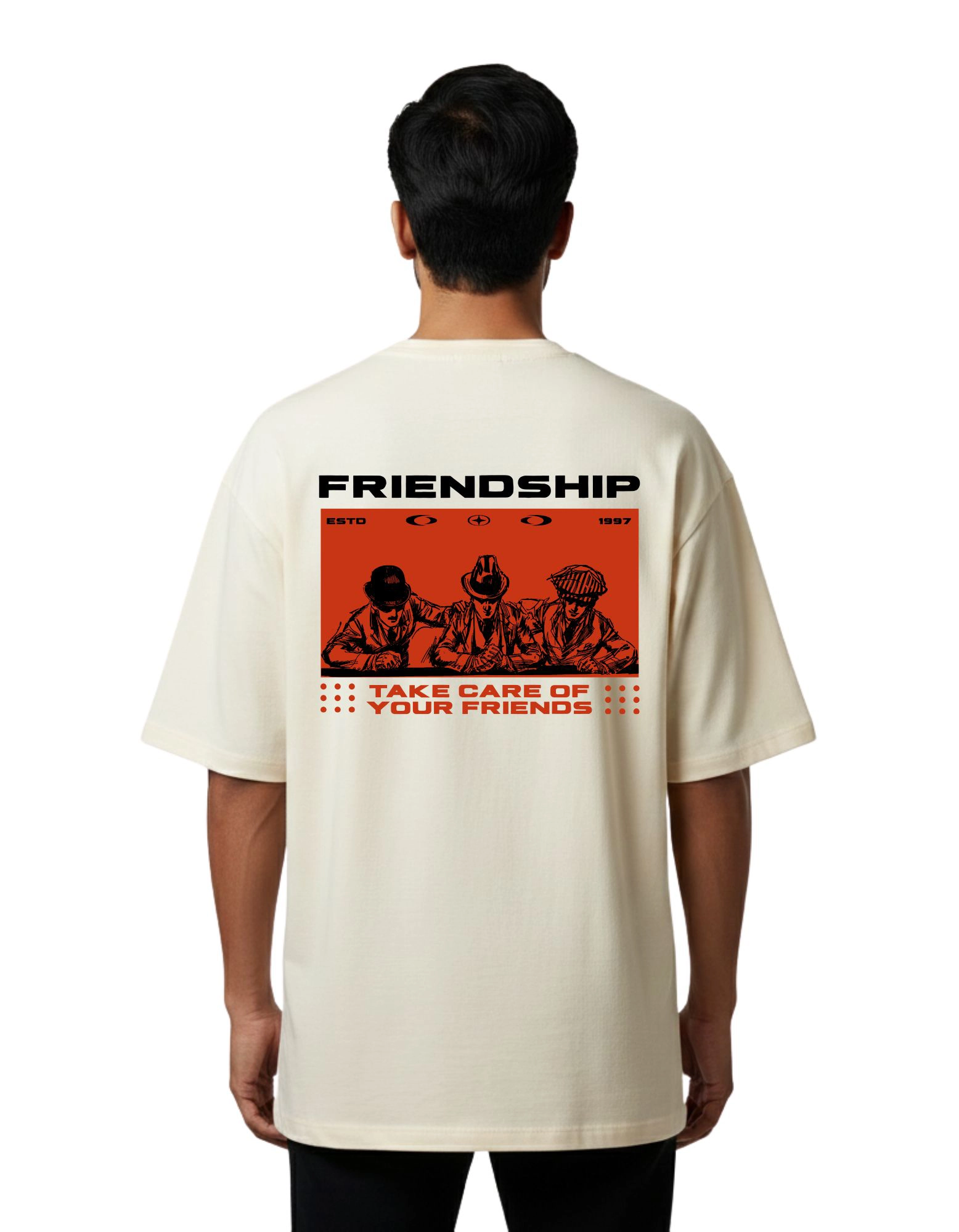 Friendship Oversized French Terry Half Sleeve T-Shirt 240 GSM Beige