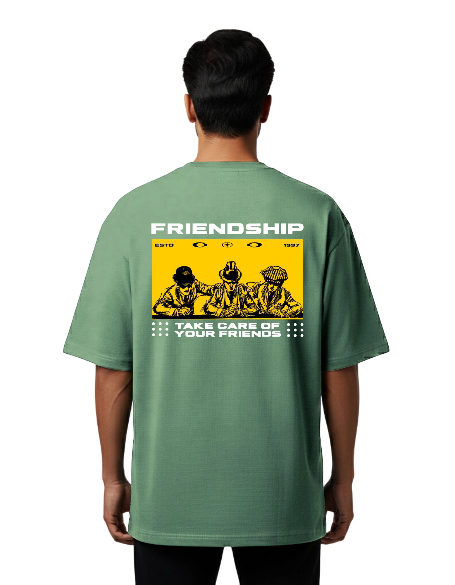 Friendship Oversized French Terry Half Sleeve T-Shirt 240 GSM D Green