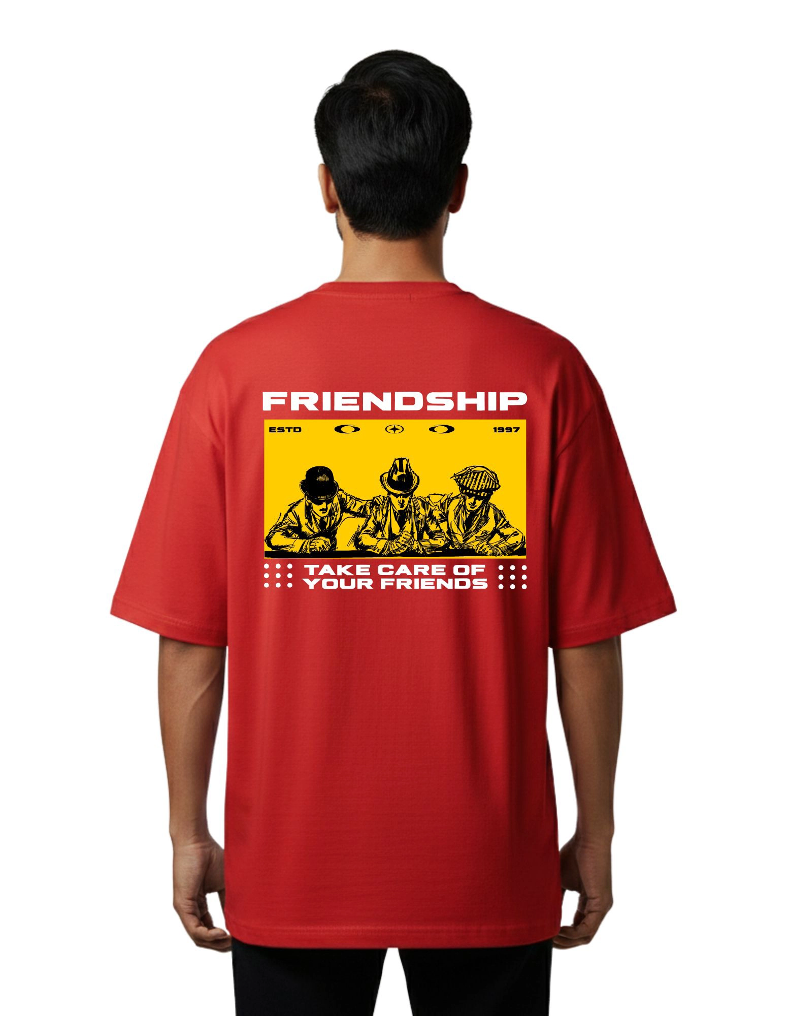 Friendship Oversized French Terry Half Sleeve T-Shirt 240 GSM Red