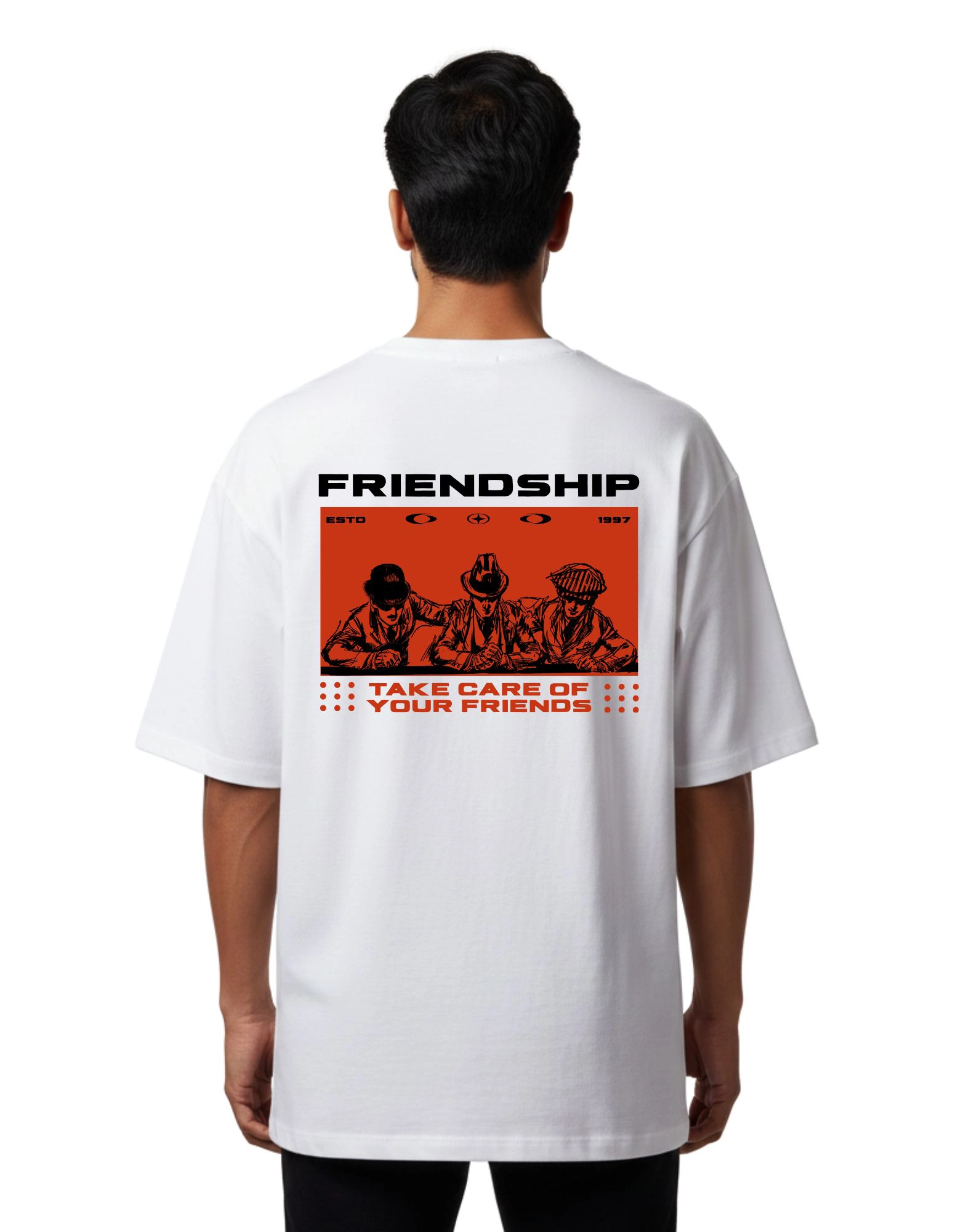 Friendship Oversized French Terry Half Sleeve T-Shirt 240 GSM White