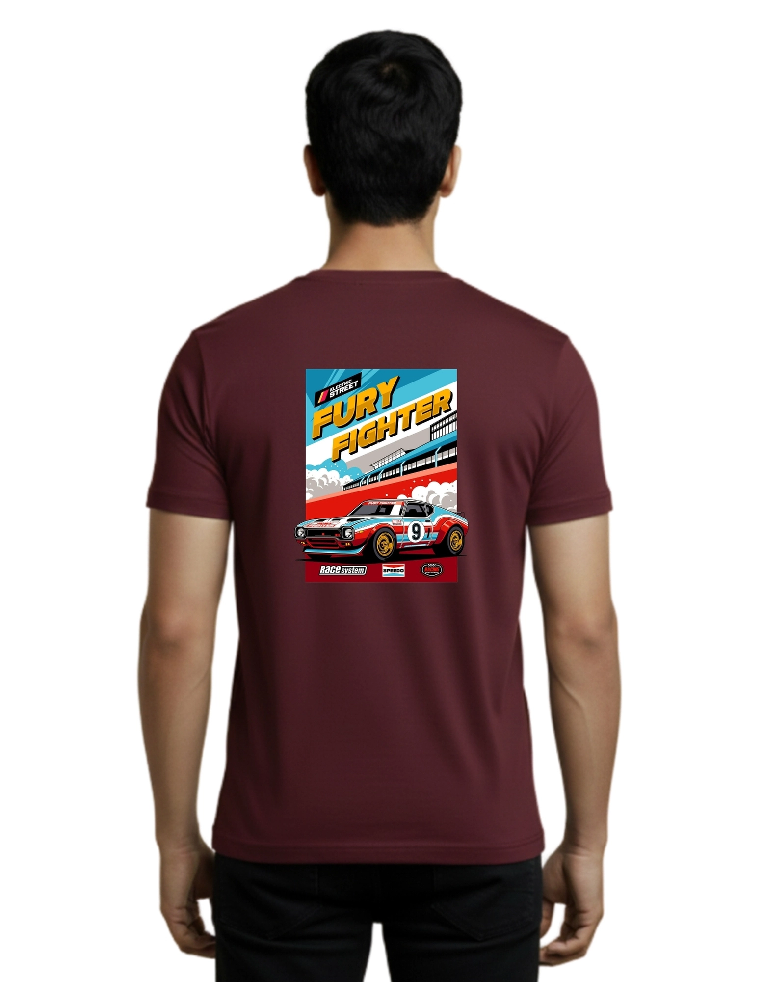 Fury Fighter Cotton Round Neck T-Shirt 180 GSM Maroon