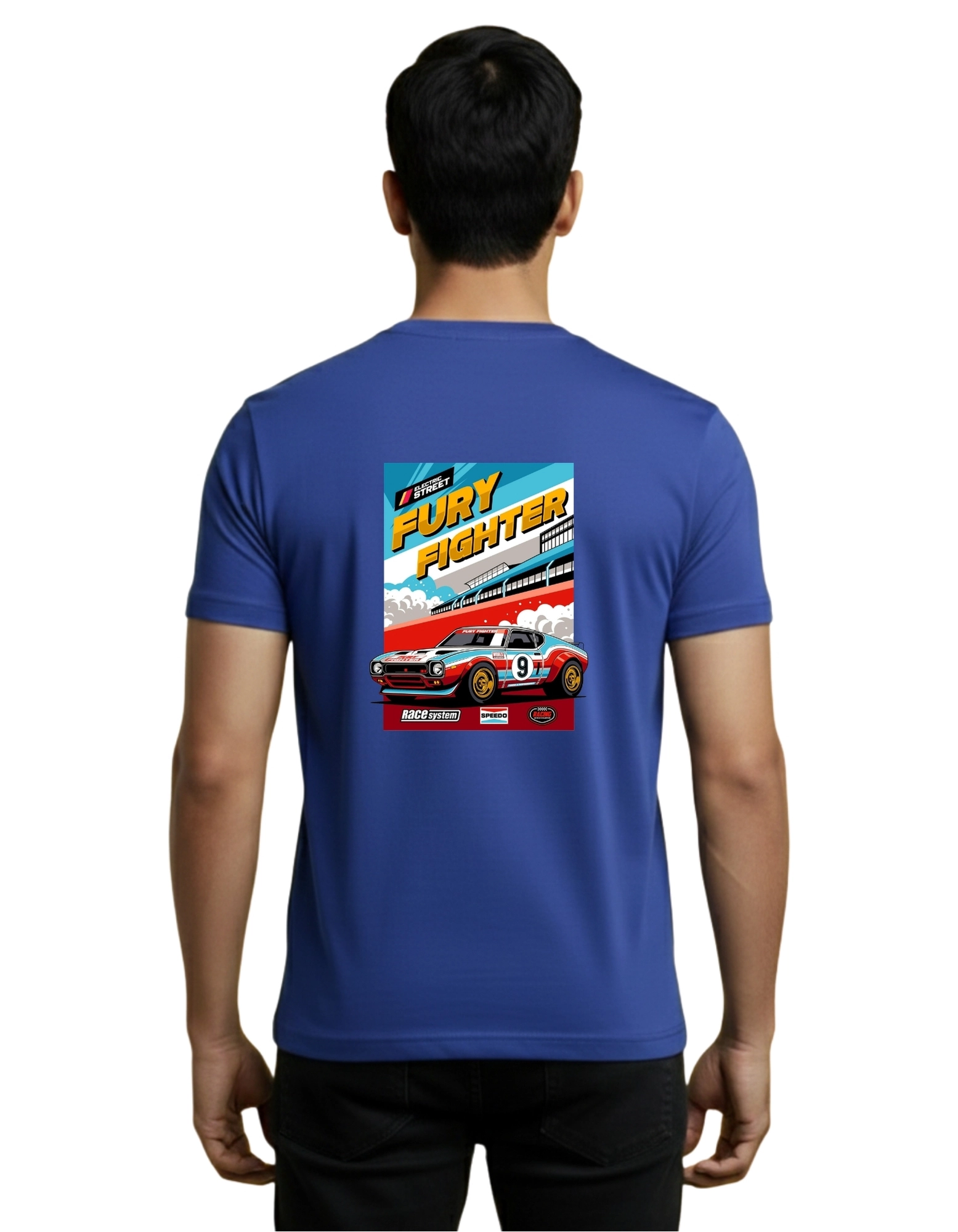 Fury Fighter Cotton Round Neck T-Shirt 180 GSM Royal Blue