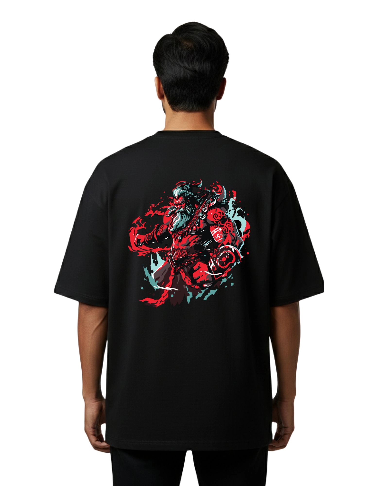 Fury Warrior Graphic Oversized French Terry 240 GSM T-Shirt Black