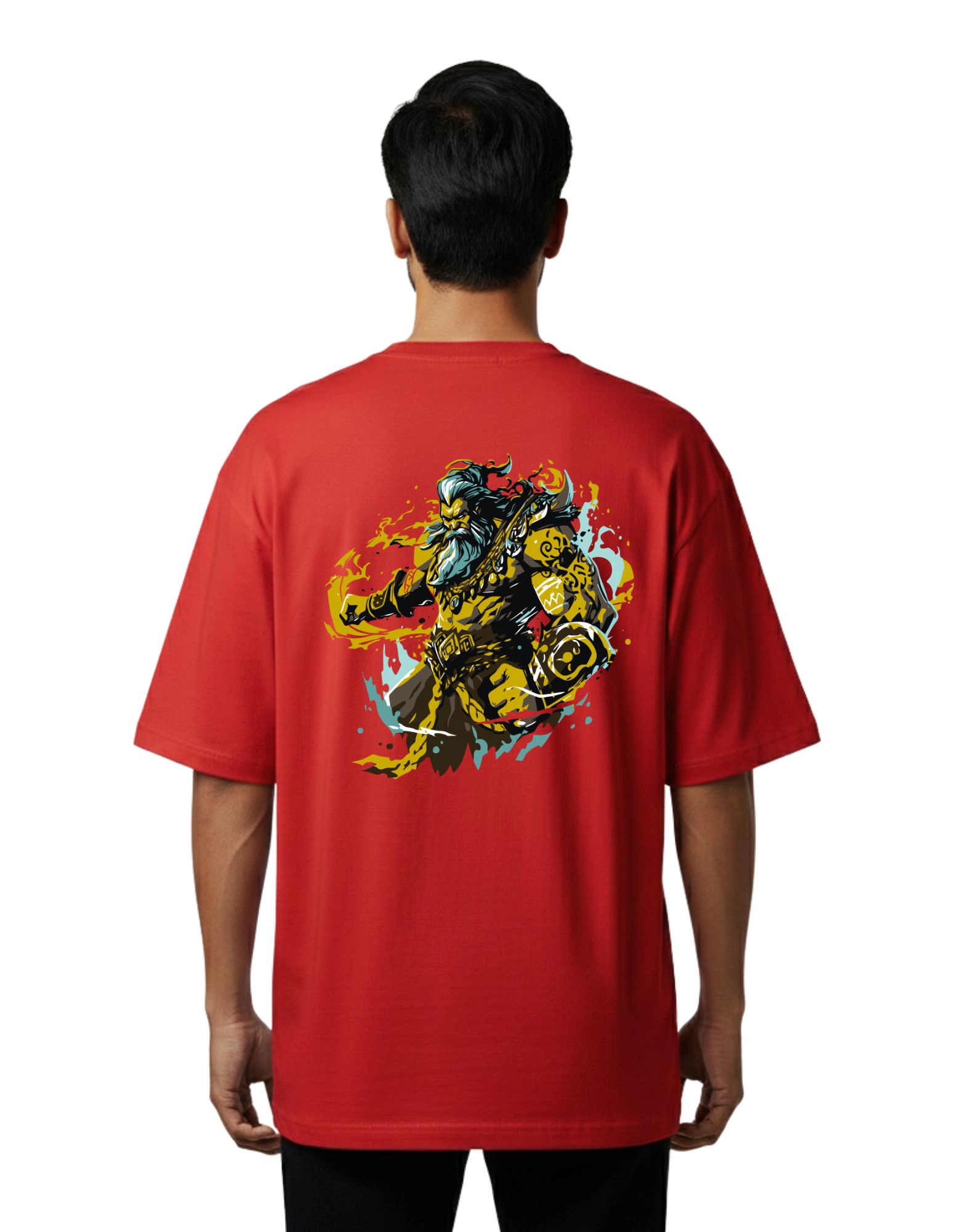 Fury Warrior Graphic Oversized French Terry 240 GSM T-Shirt Red