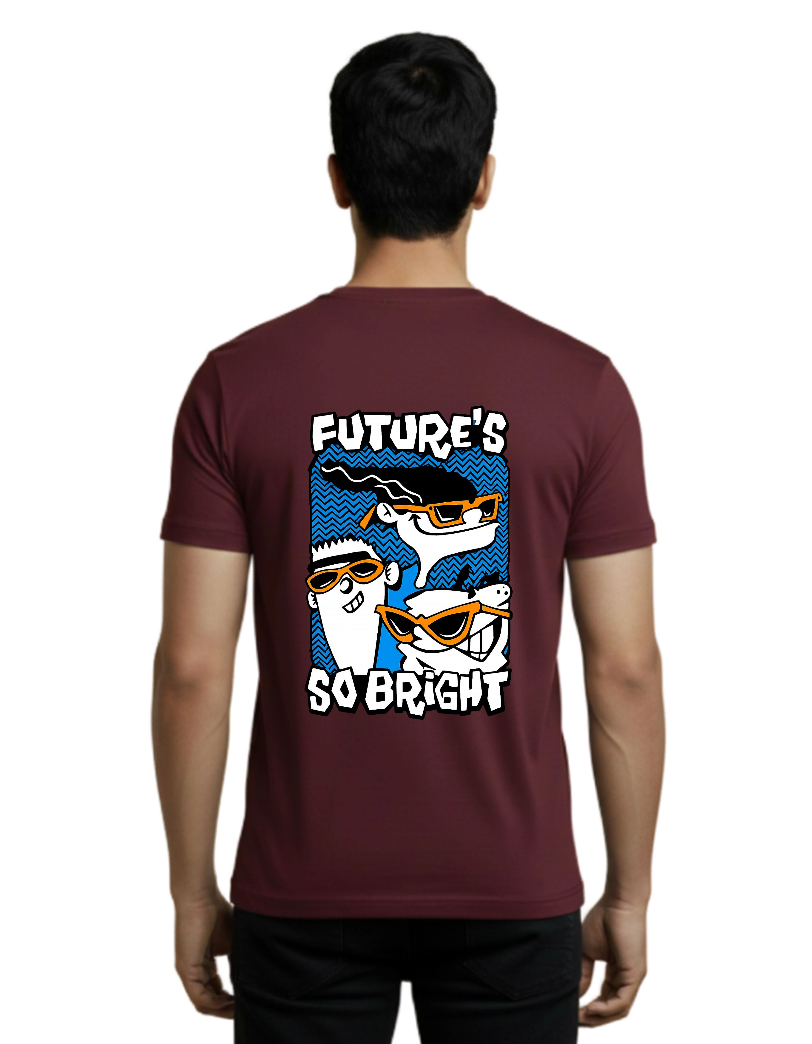 Future’s So Bright Graphic Cotton Round Neck T-Shirt 180 GSM Maroon