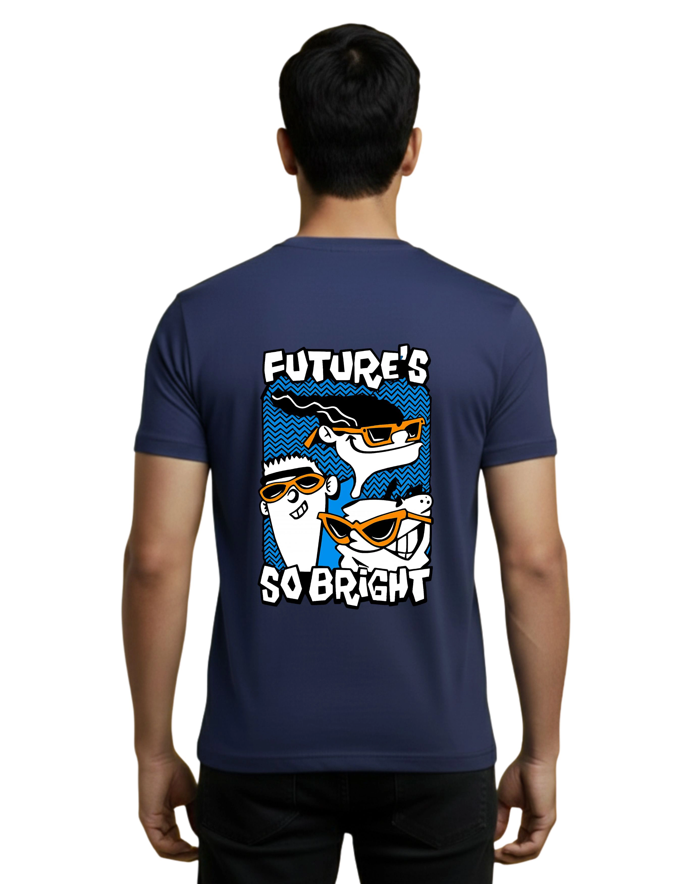Future’s So Bright Graphic Cotton Round Neck T-Shirt 180 GSM Navy Blue