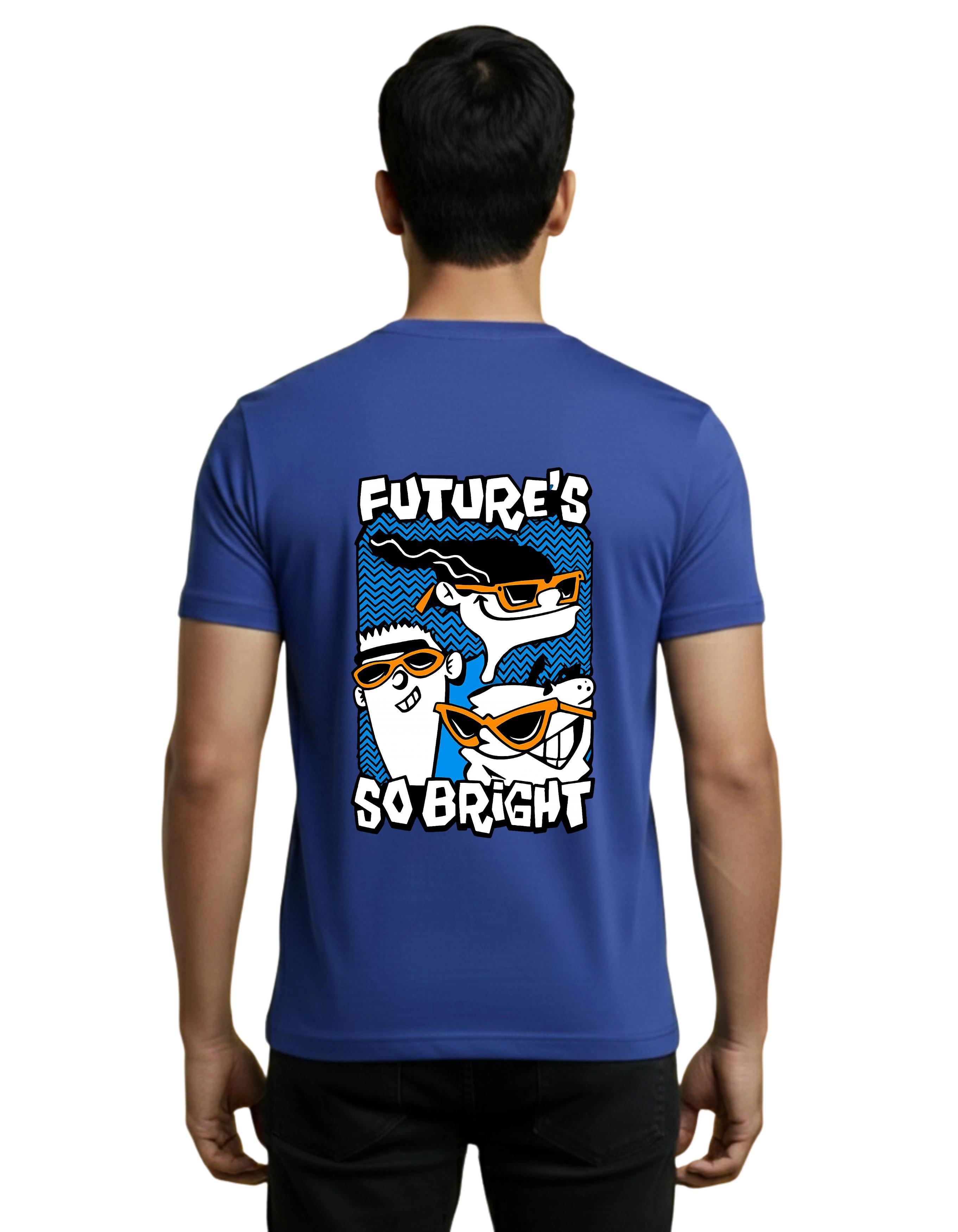 Future’s So Bright Graphic Cotton Round Neck T-Shirt 180 GSM Royal Blue