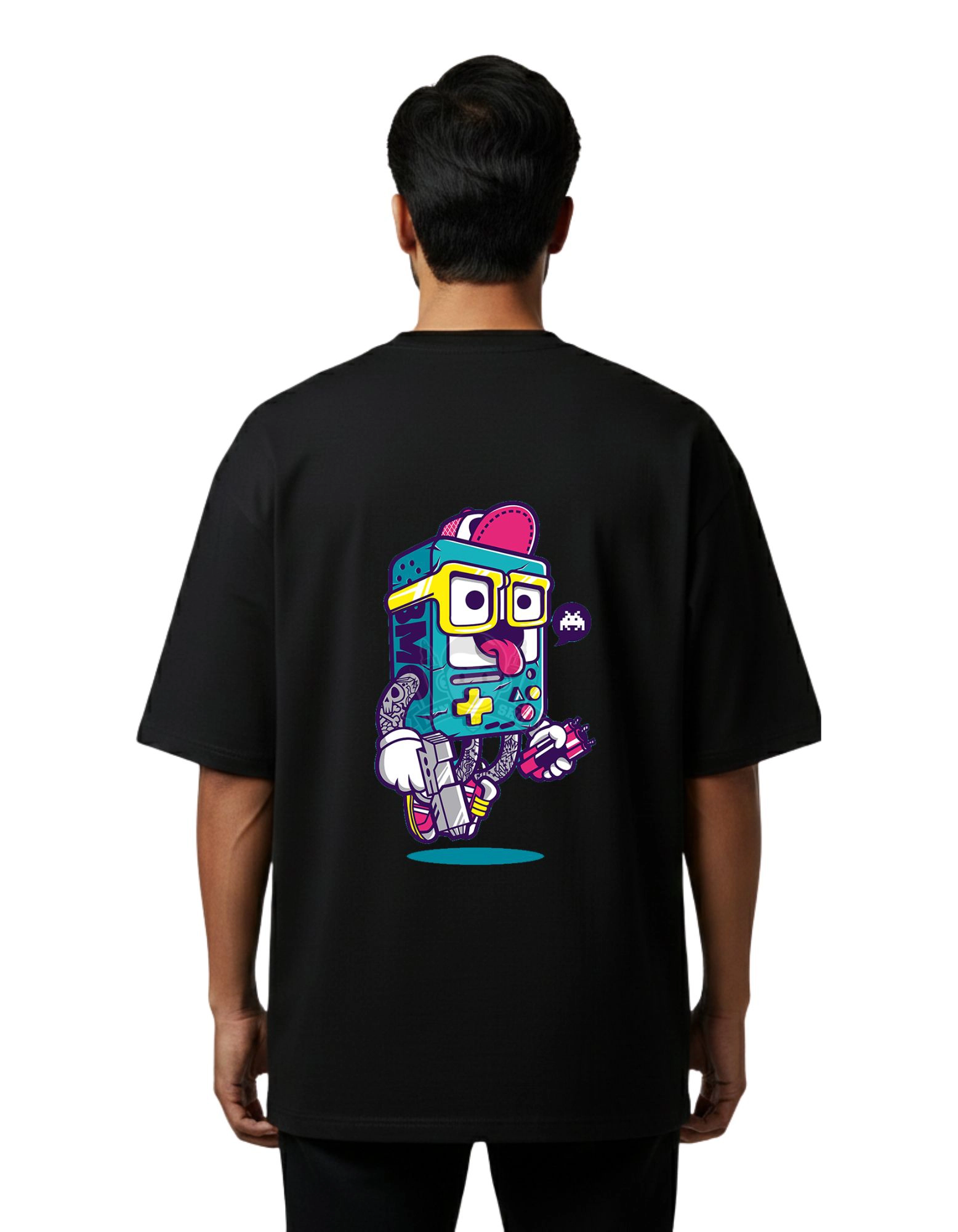 Gamer Character Oversized French Terry 240 GSM T-Shirt Black
