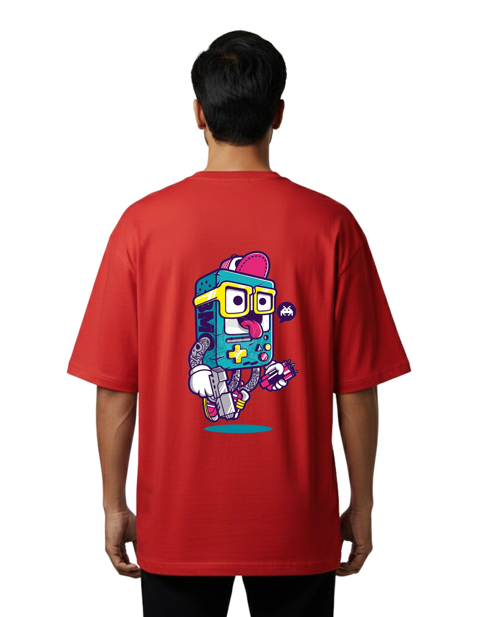 Gamer Character Oversized French Terry 240 GSM T-Shirt Red