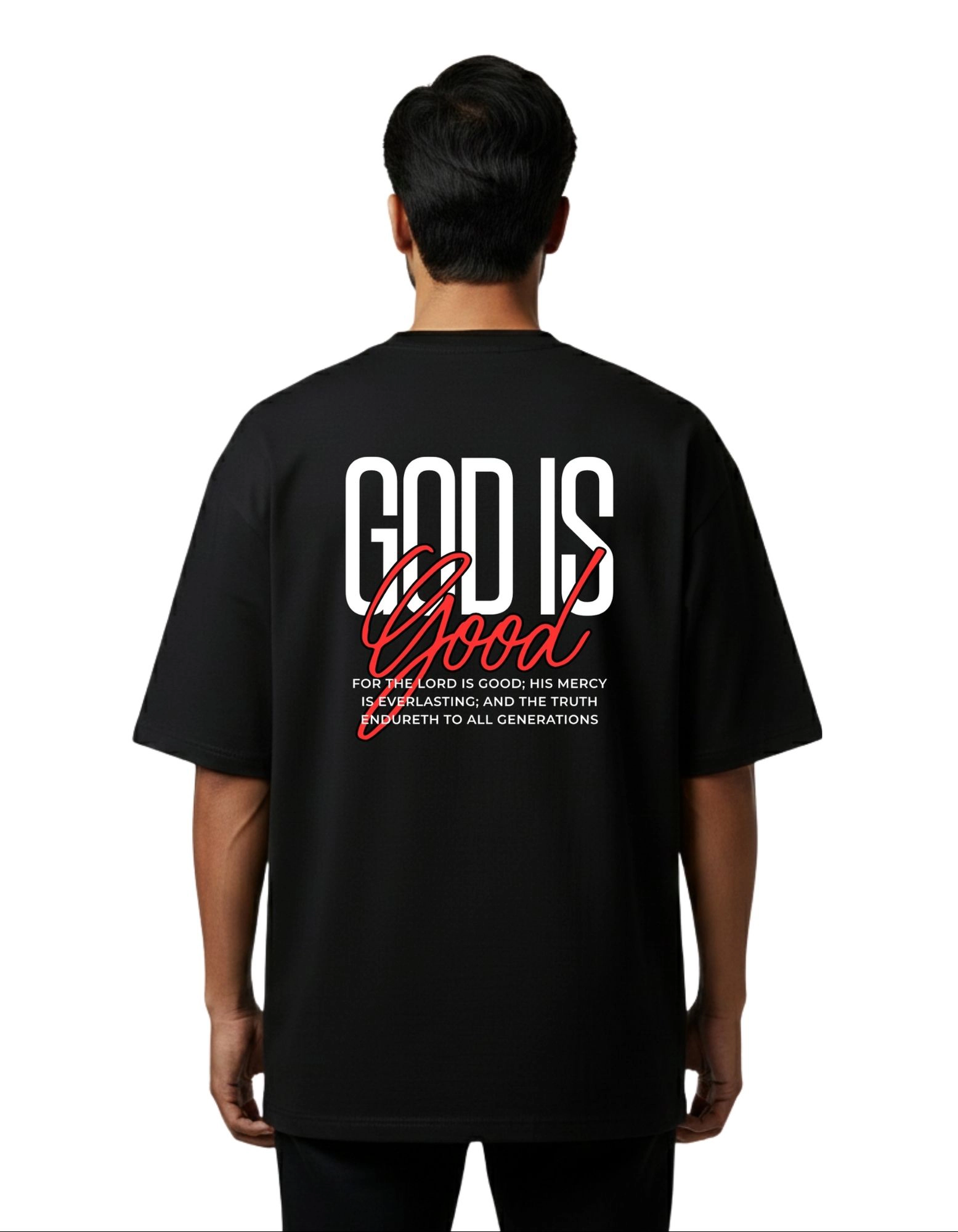 God Is Good Oversize Cotton French Terry T-Shirt 240 GSM Black