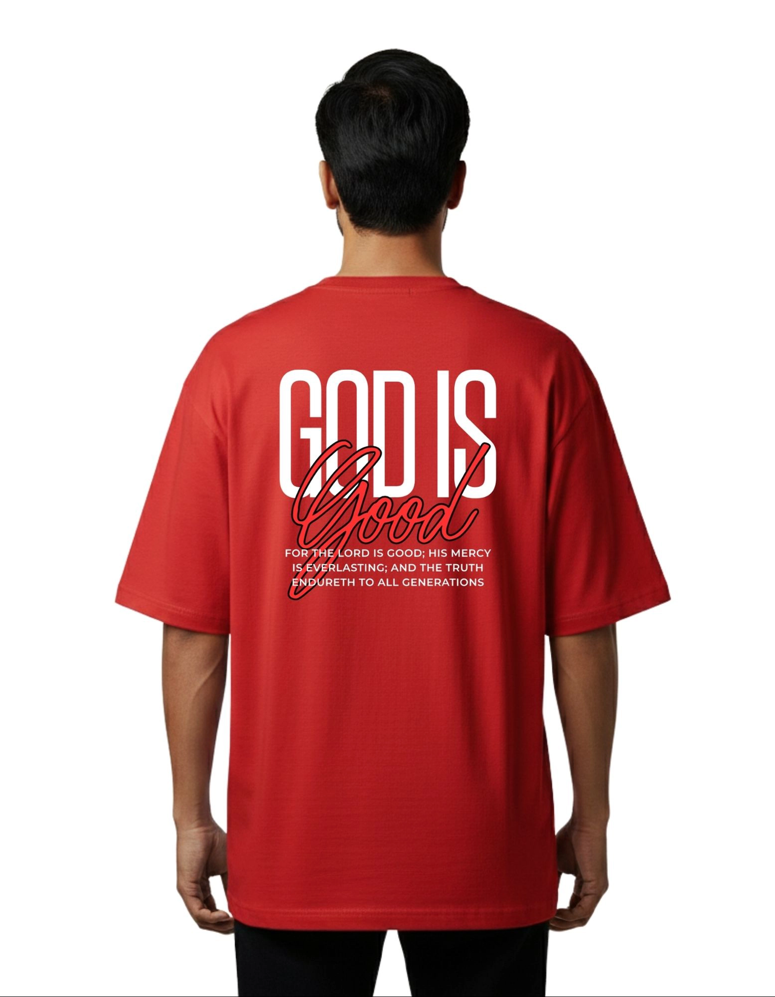 God Is Good Oversize Cotton French Terry T-Shirt 240 GSM Red