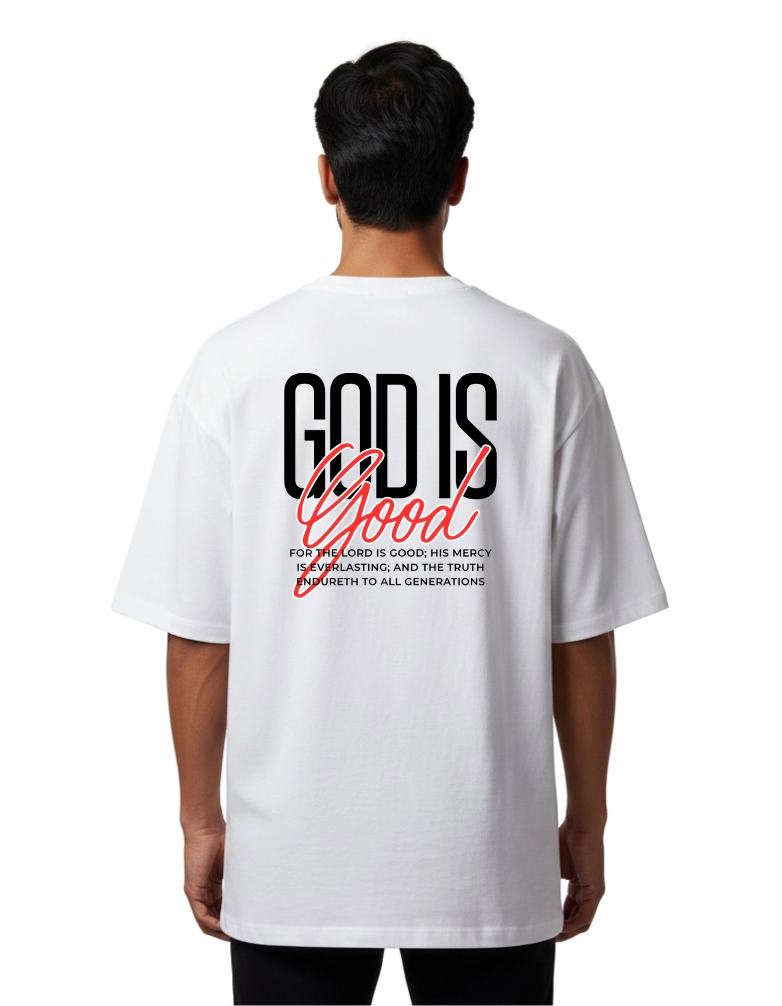 God Is Good Oversize Cotton French Terry T-Shirt 240 GSM White