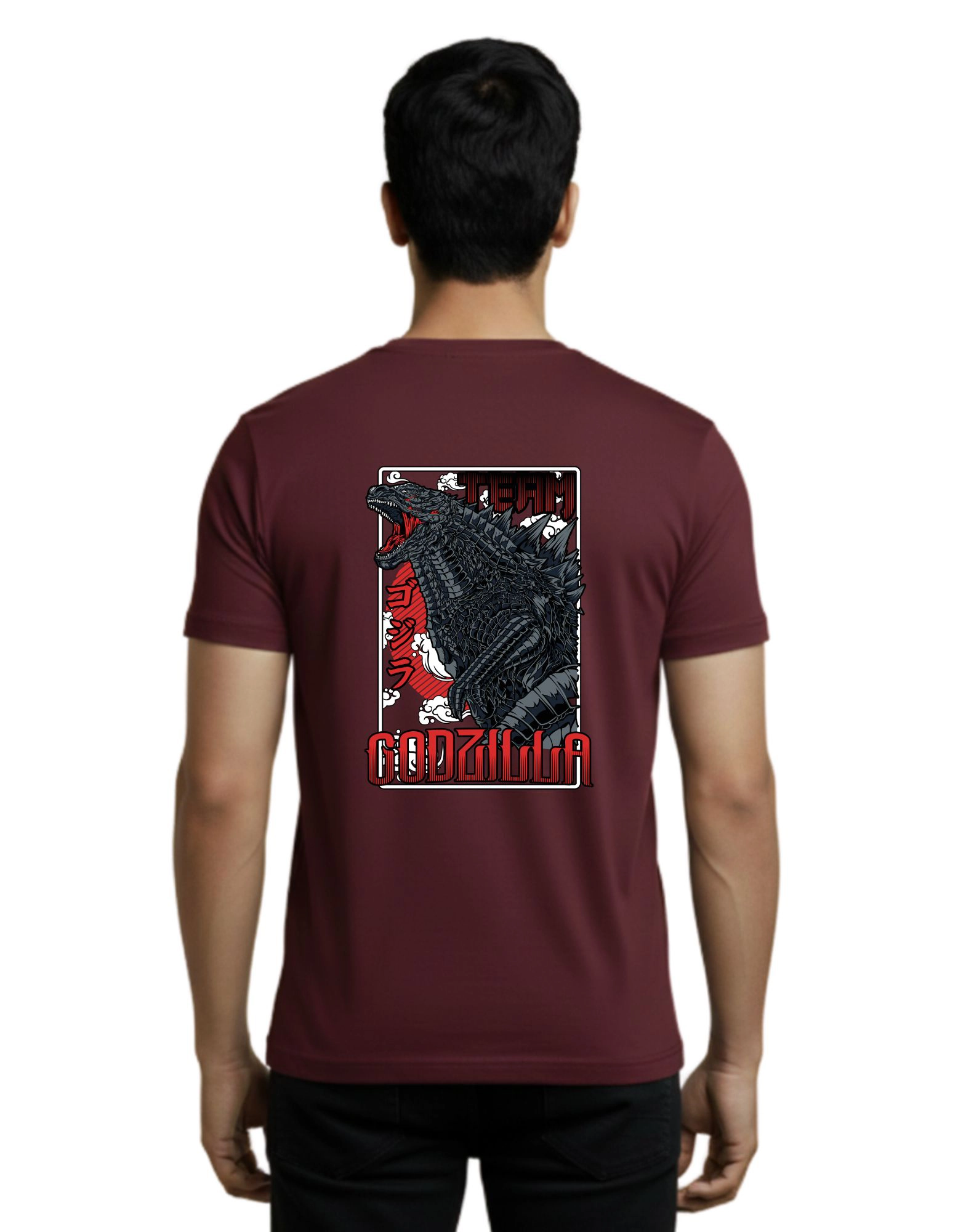 Godzilla Rampage Cotton Round Neck T-Shirt 180 GSM Maroon