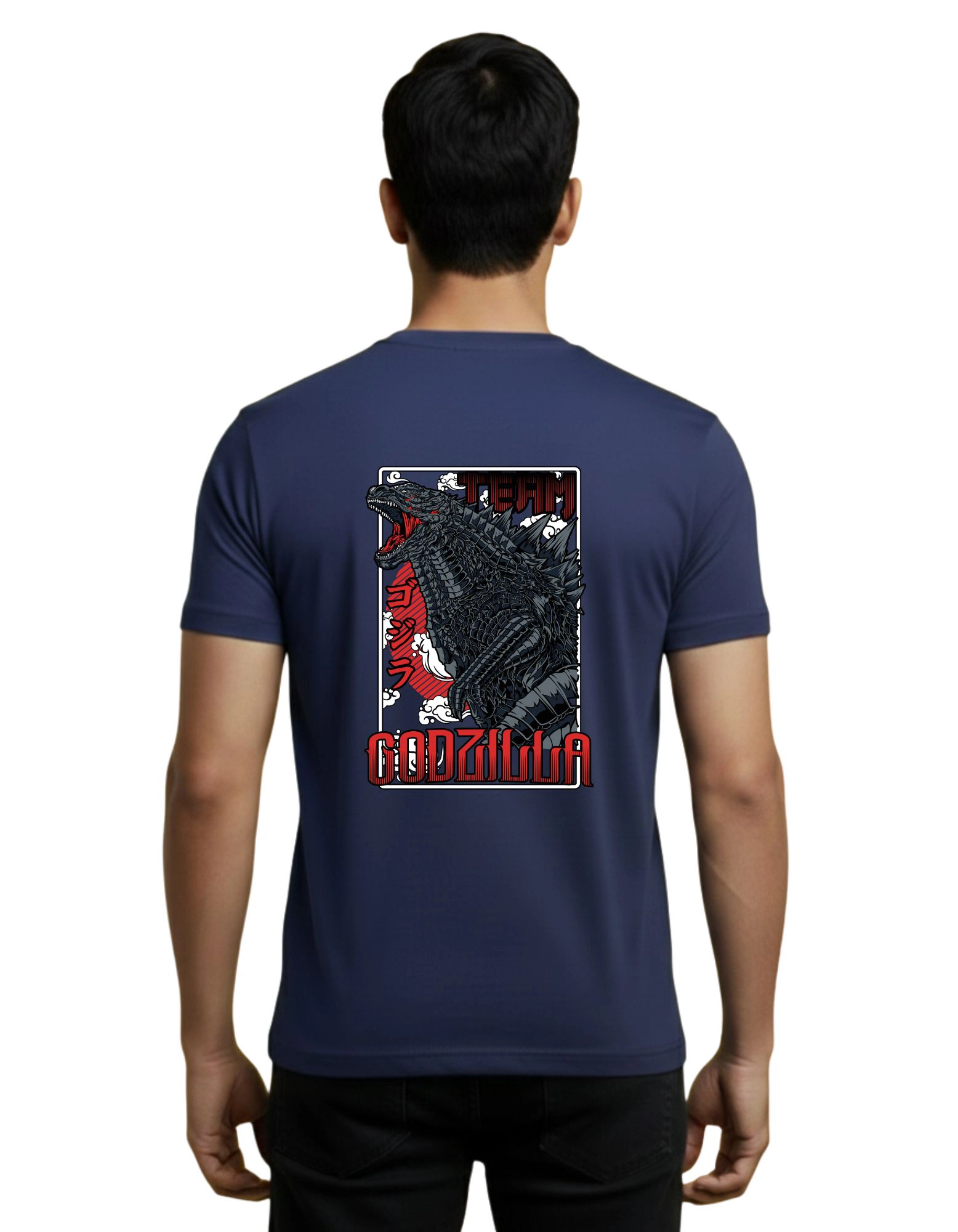 Godzilla Rampage Cotton Round Neck T-Shirt 180 GSM Navy Blue
