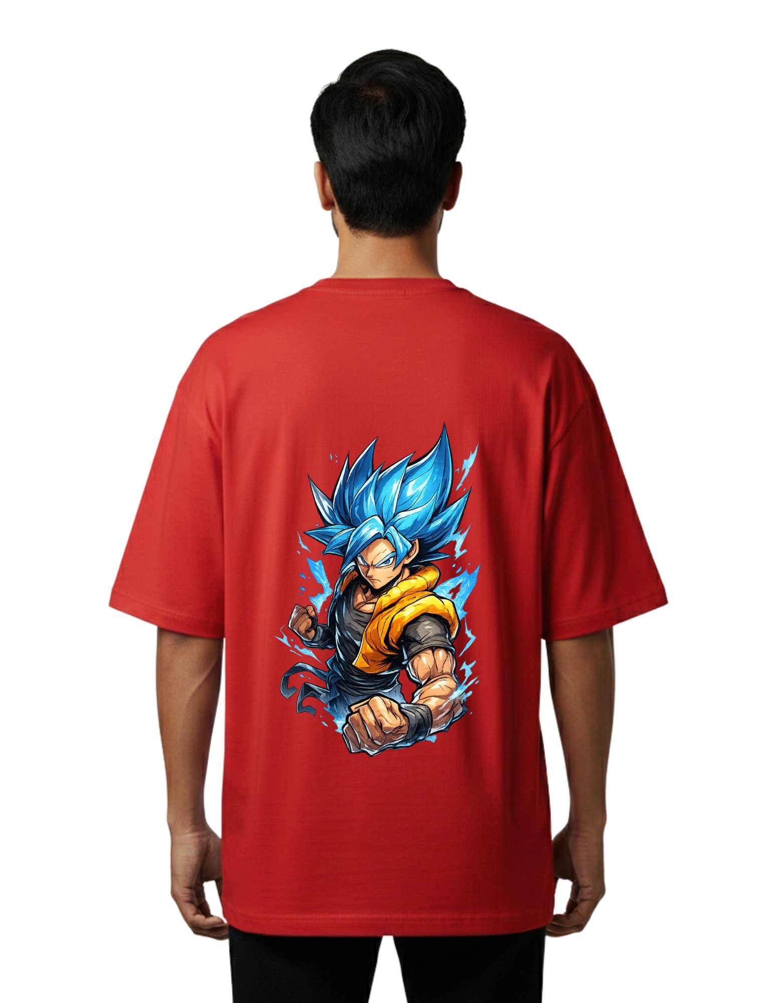 Goku Anime Oversized Cotton French Terry T-Shirt 240 GSM Red