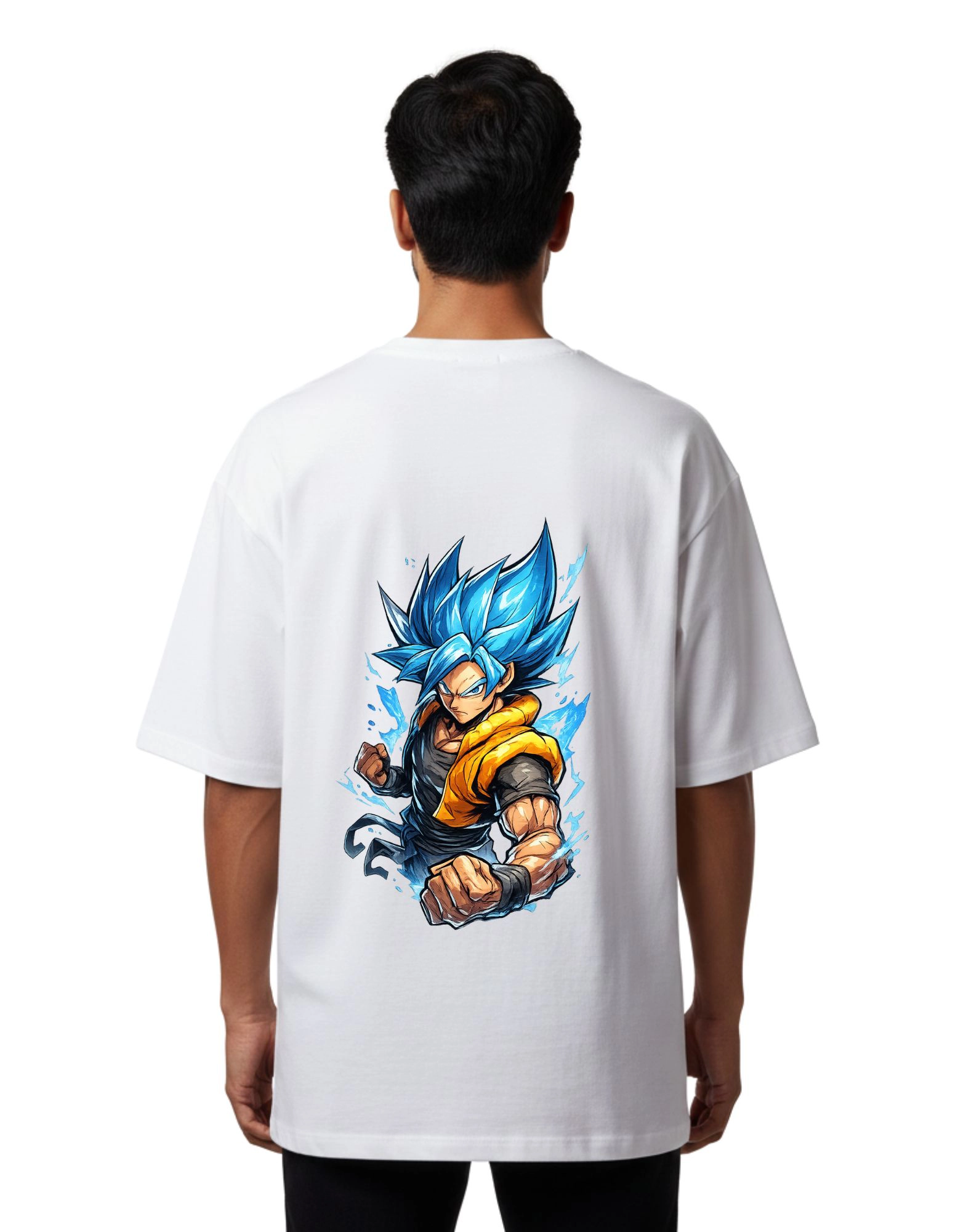 Goku Anime Oversized Cotton French Terry T-Shirt 240 GSM White