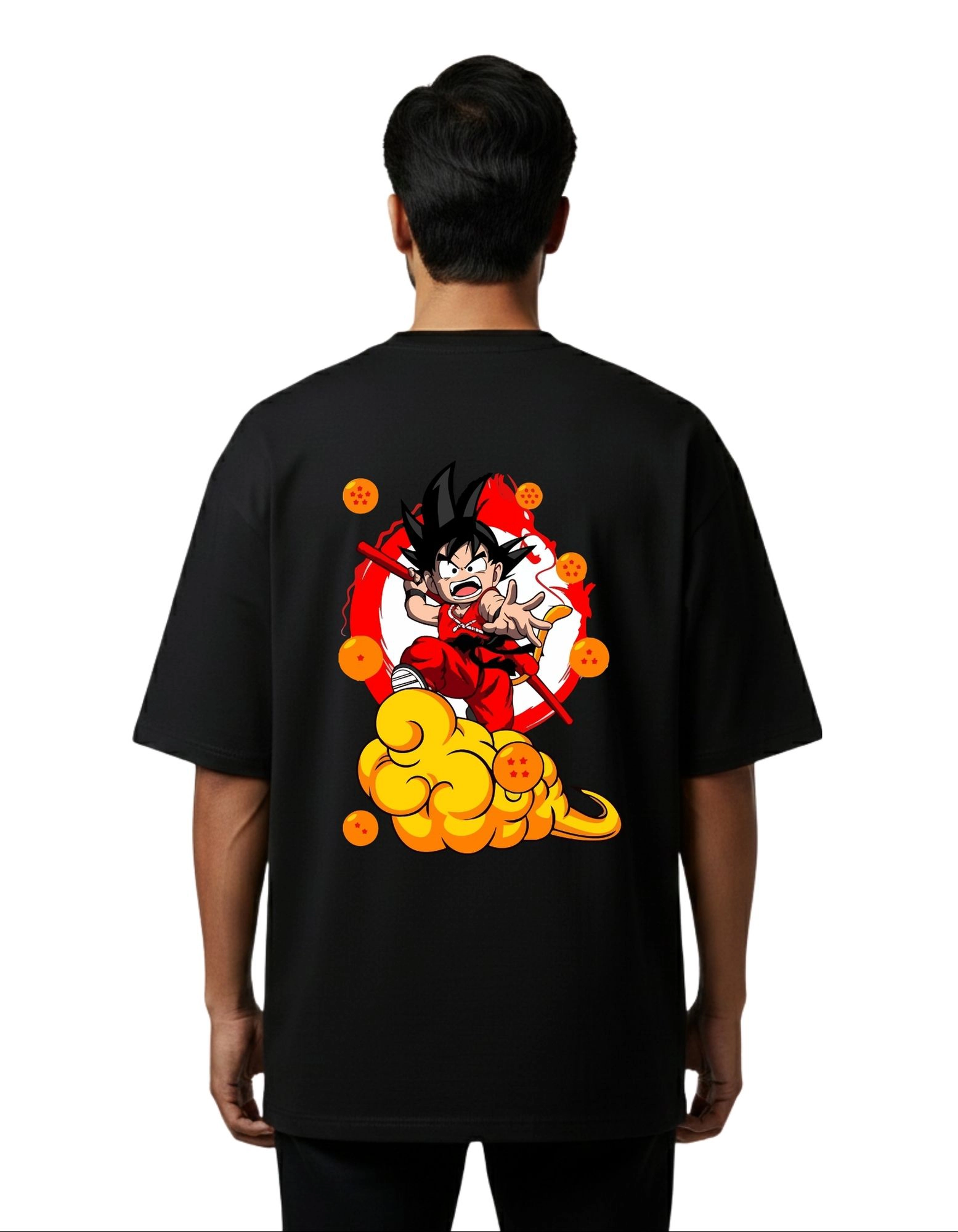 Goku Power Oversize Cotton French Terry T-Shirt 240 GSM Black