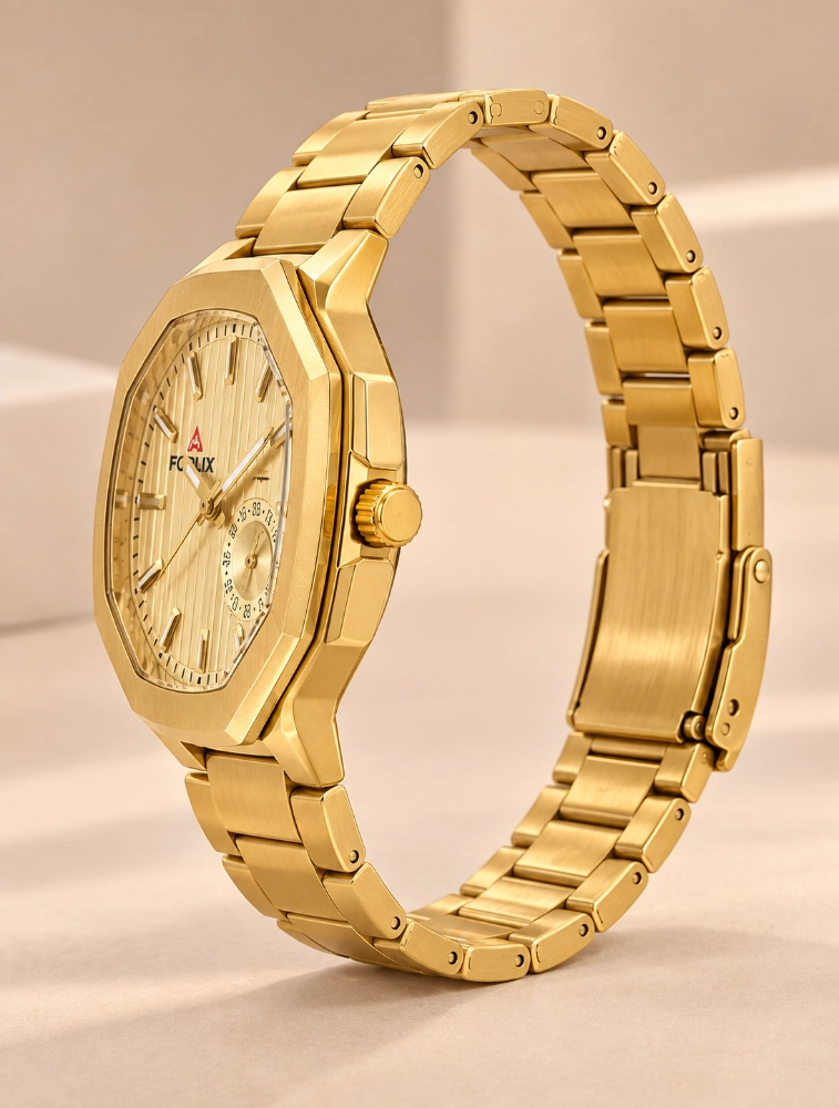 Gold Mens Crest Analog Watch