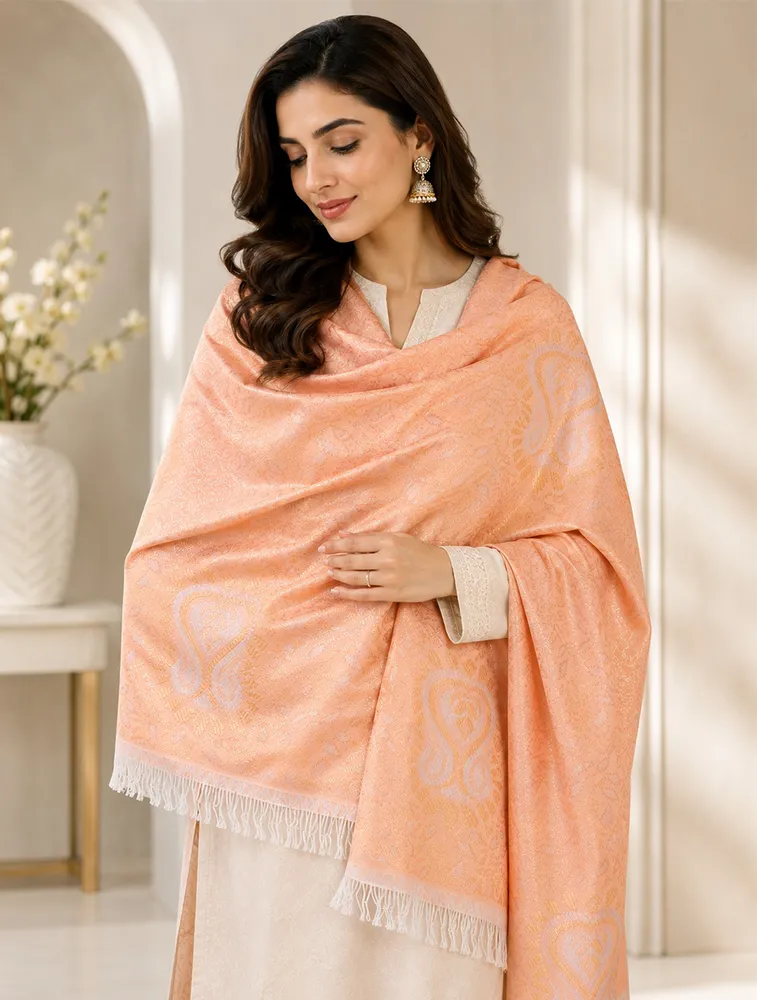 Gold Premium Printed Jacquard Winter Shawls — bulk from ₹113
