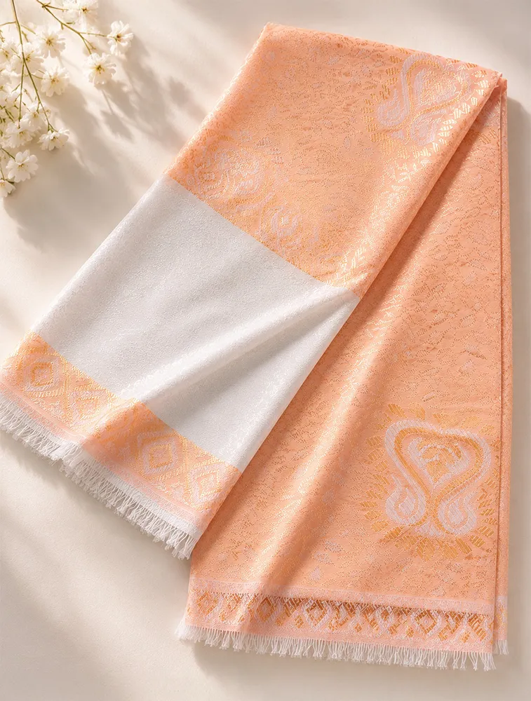 Gold Premium Printed Jacquard Winter Shawls