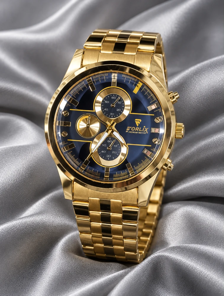 Gold With Black Mens Luxury Analog Watch