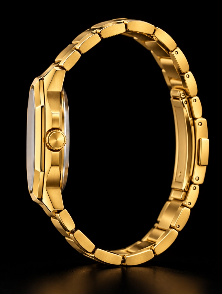 Gold With Blue Dial Mens Crest Analog Watch 