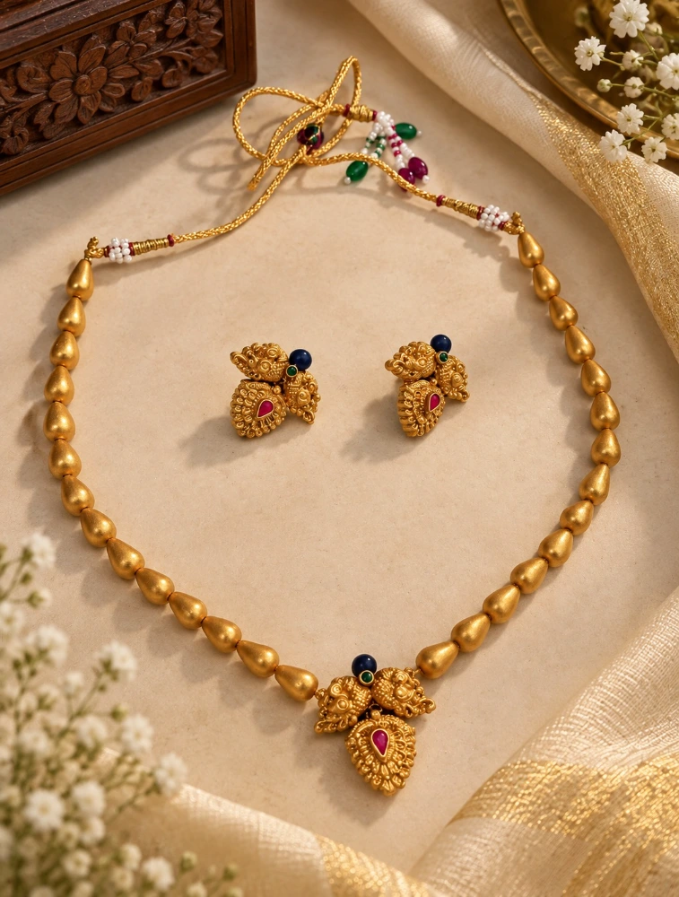 Gold and Black Garuda Elegance Traditional Terracotta Jewellery Set