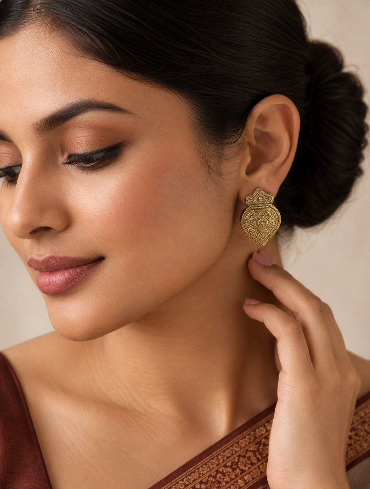 Gold and Blue Bhoomi Neela Terracotta Jewellery Set