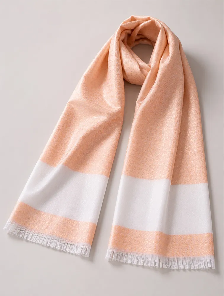 Gold and White Premium Printed Jacquard Winter Shawls — bulk from ₹204