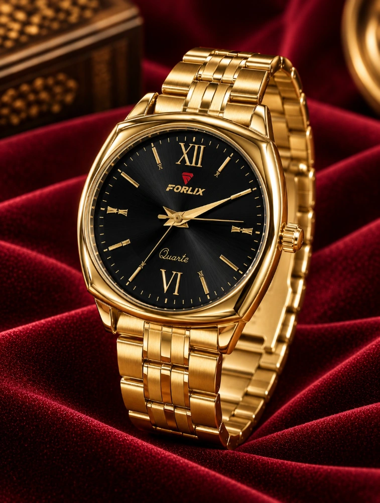 Gold with Black Womens Regal Round Dial Watch