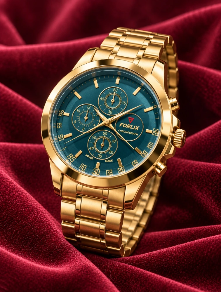 Gold with Grey Classic Chronograph Watch